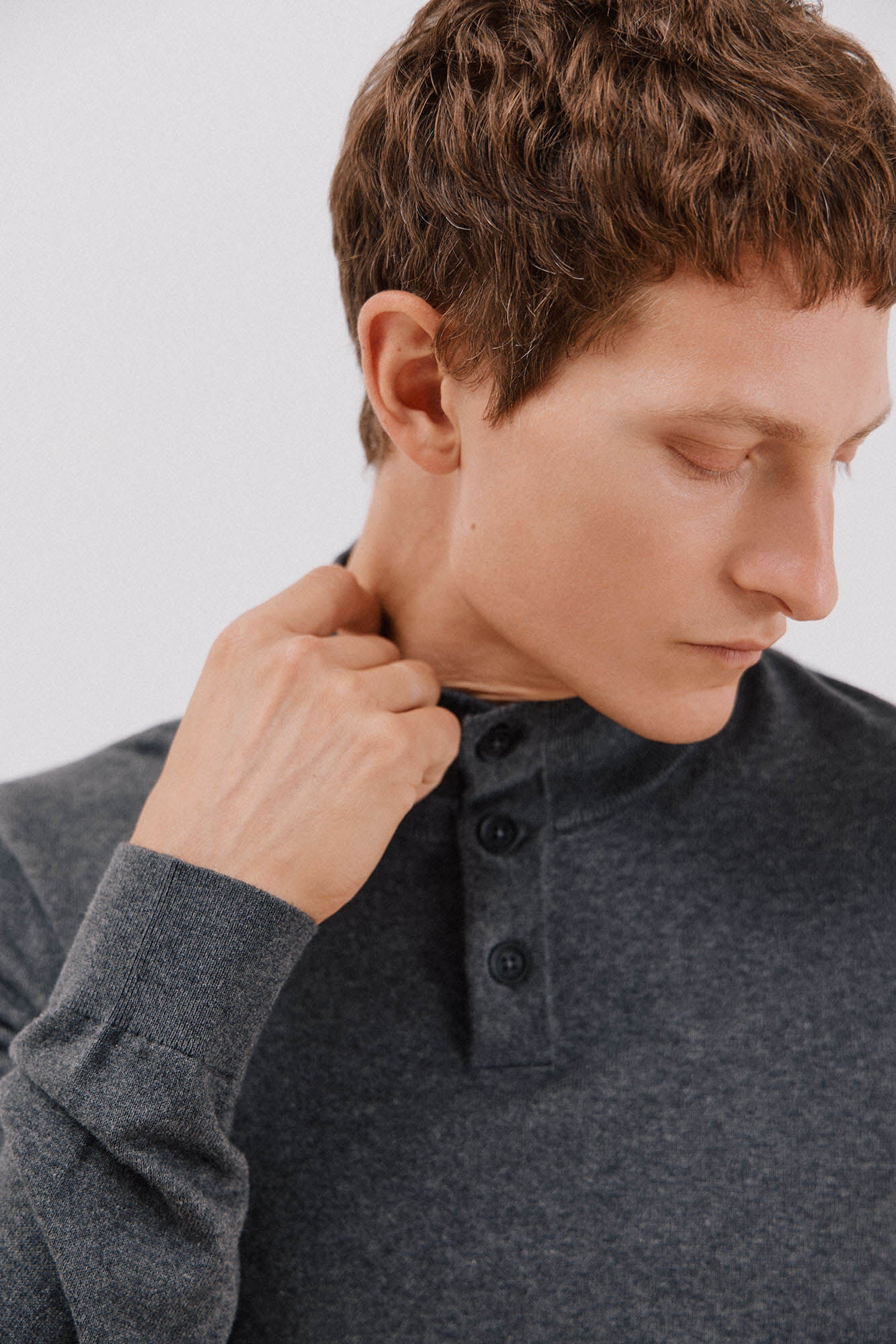 Cortefiel Camisola algod&atilde;o caxemira gola alta Cinzento