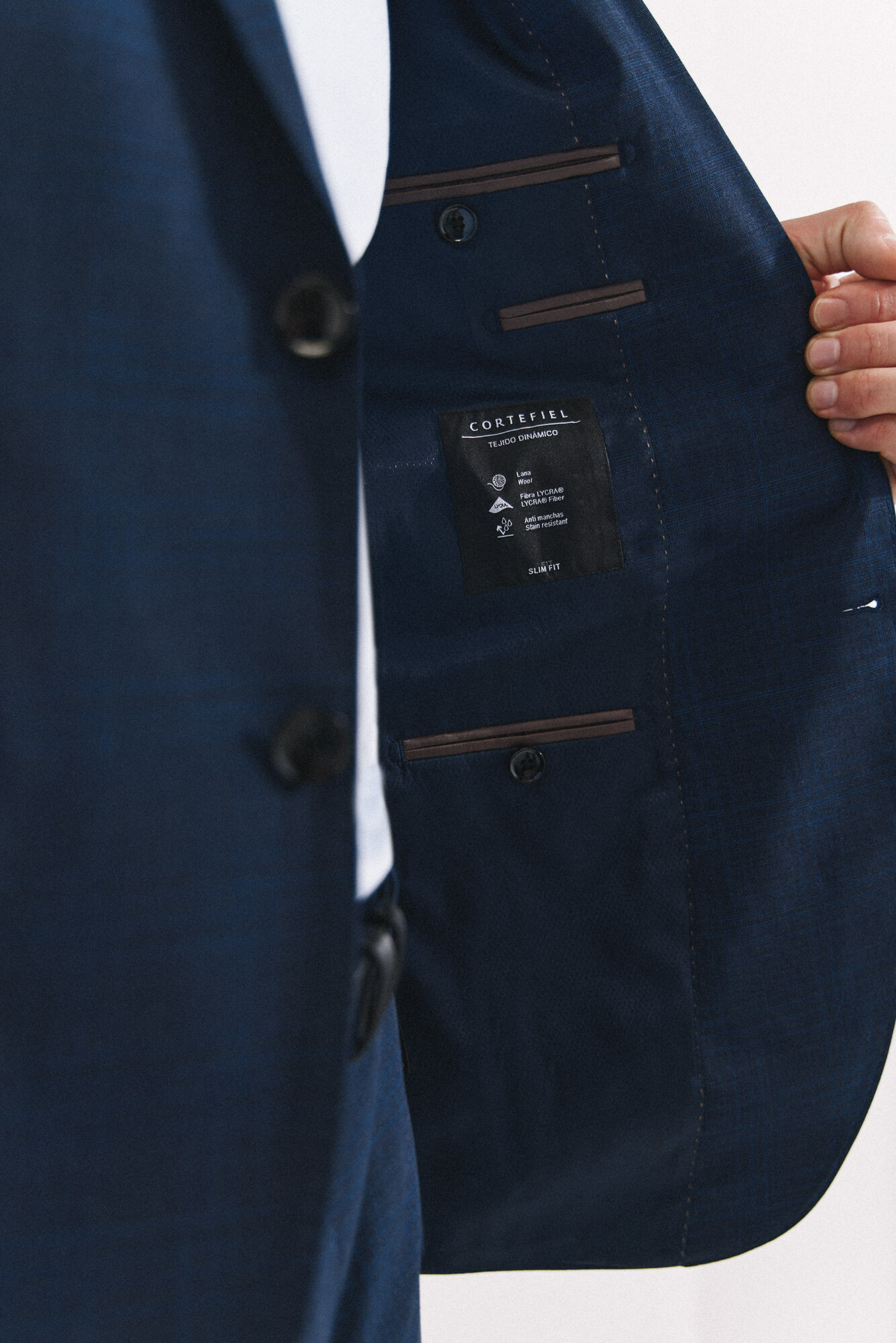 Cortefiel Slim fit blue checkered blazer Blue