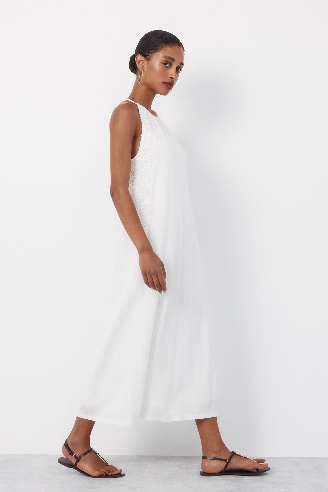 Cortefiel Halterneck dress with floral crochet ribbon