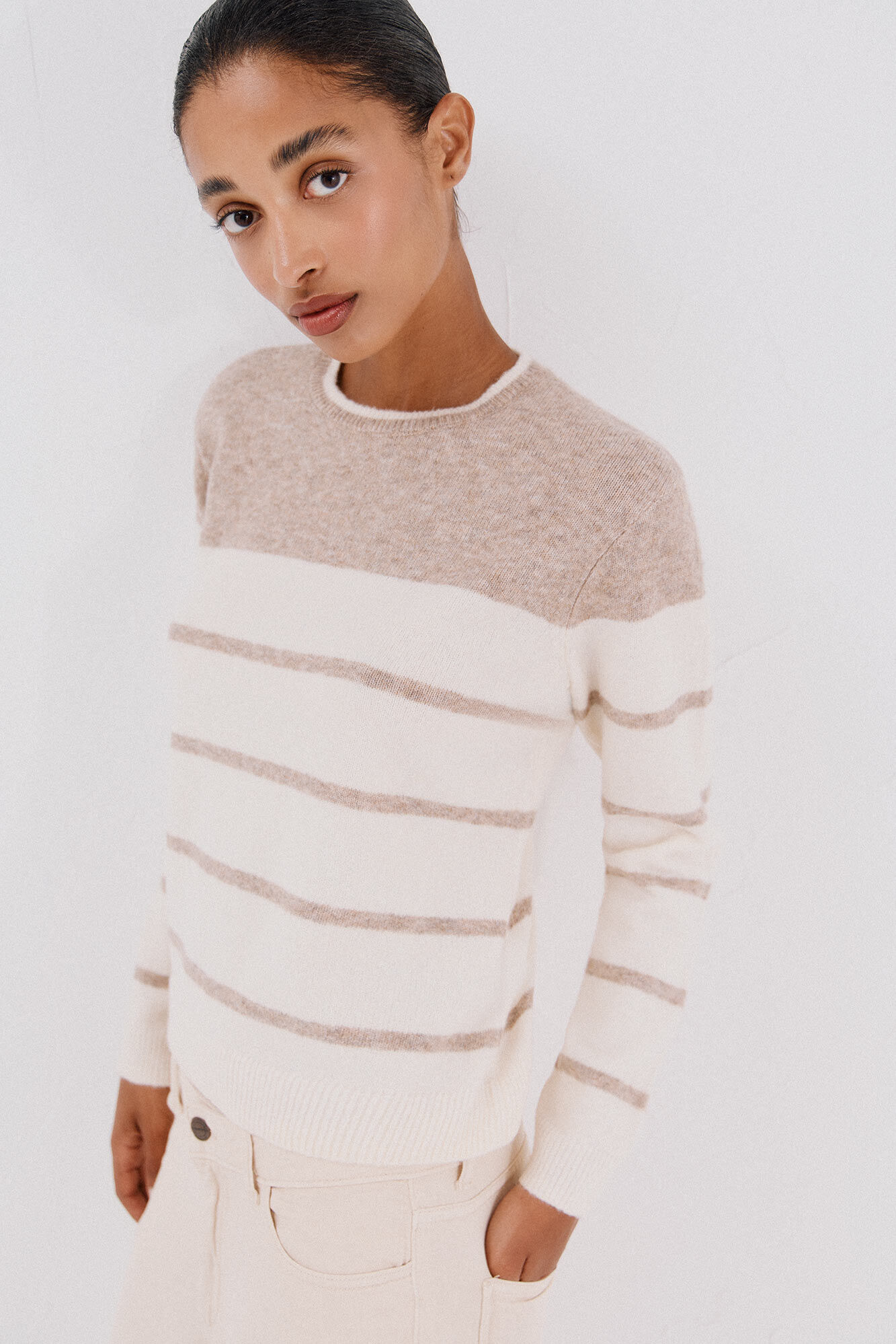 Cortefiel Soft feel jumper Beige