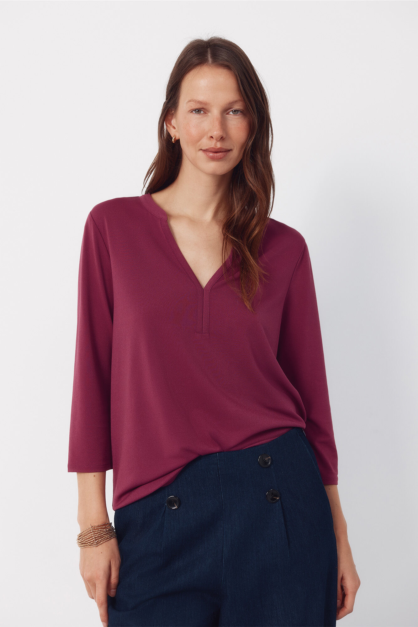 Cortefiel Basic top with mandarin collar