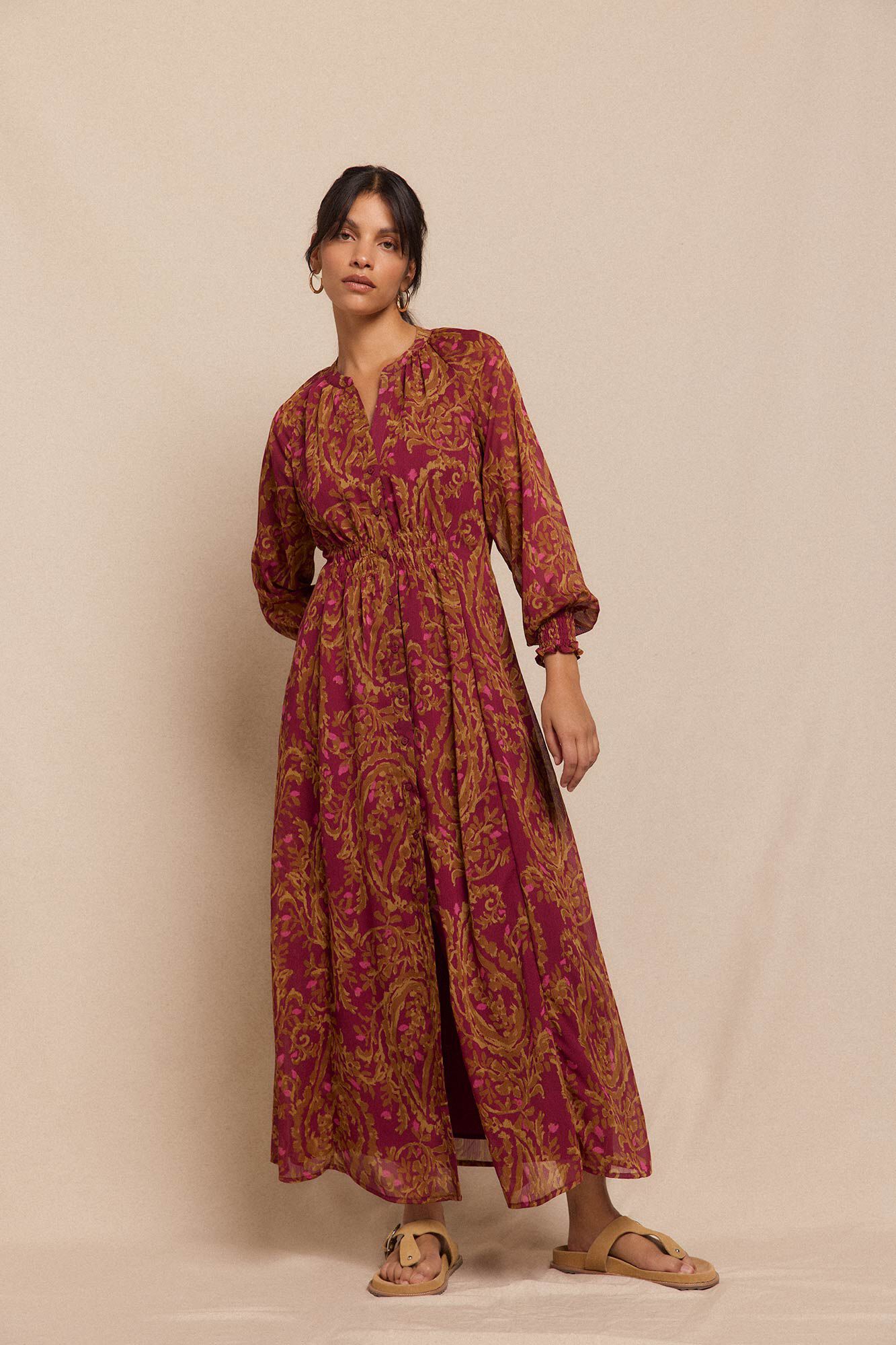 Slowlove Flowing printed dress Printed red