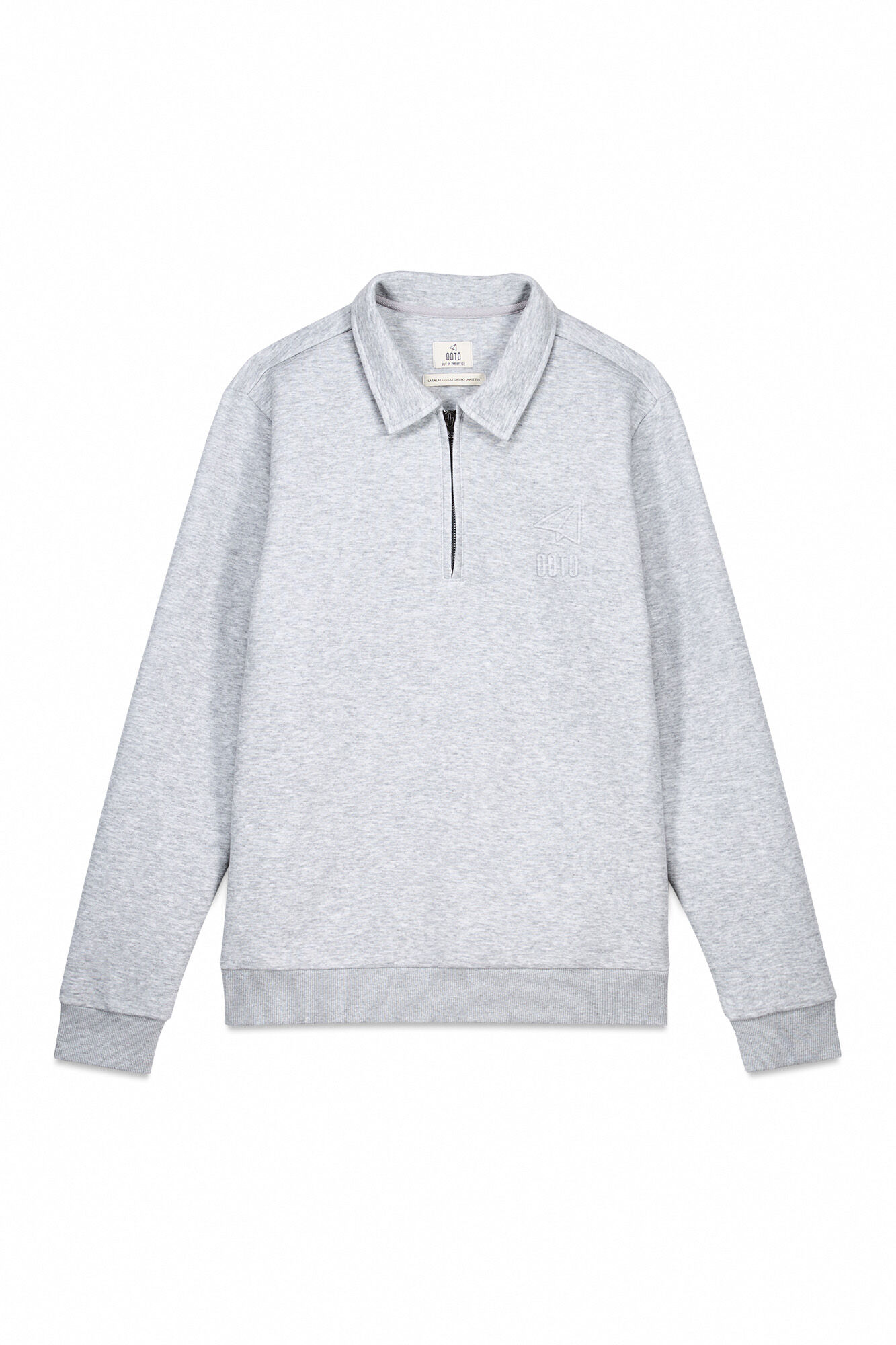 OOTO Sweatshirt com gola e fecho-&eacute;clair Cinzento