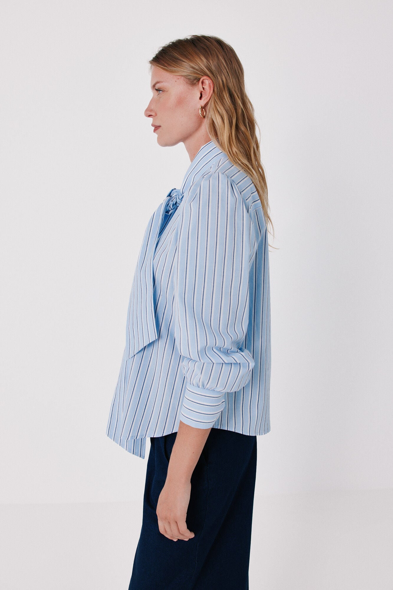 Cortefiel Blusa de riscas com la&ccedil;ada Azul