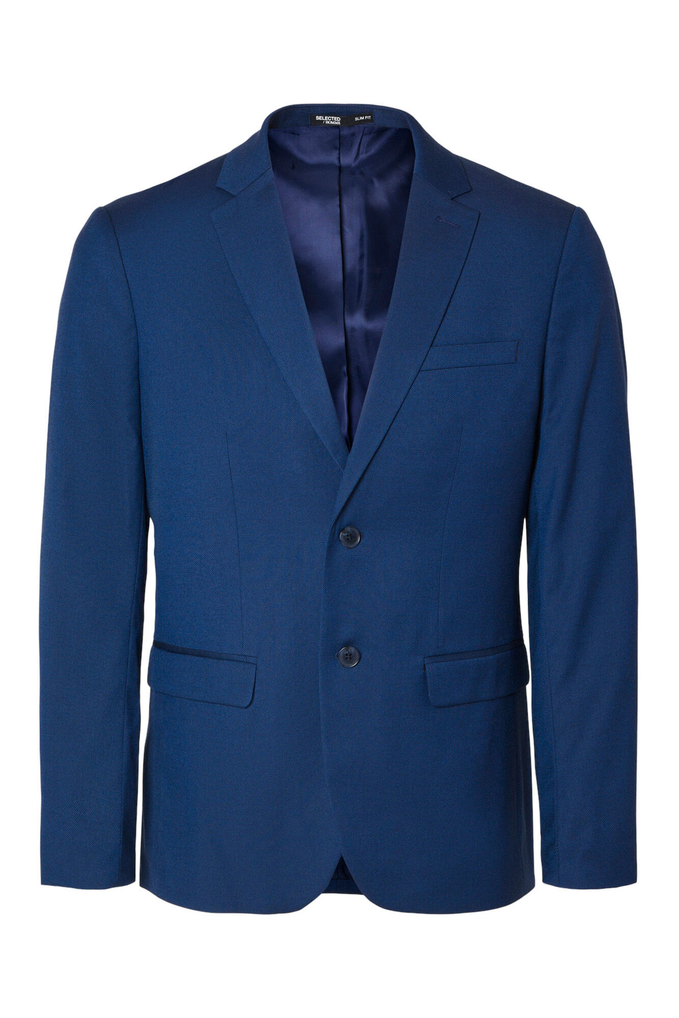 Selected Slim fit suit jacket made from recycled materials. Blue