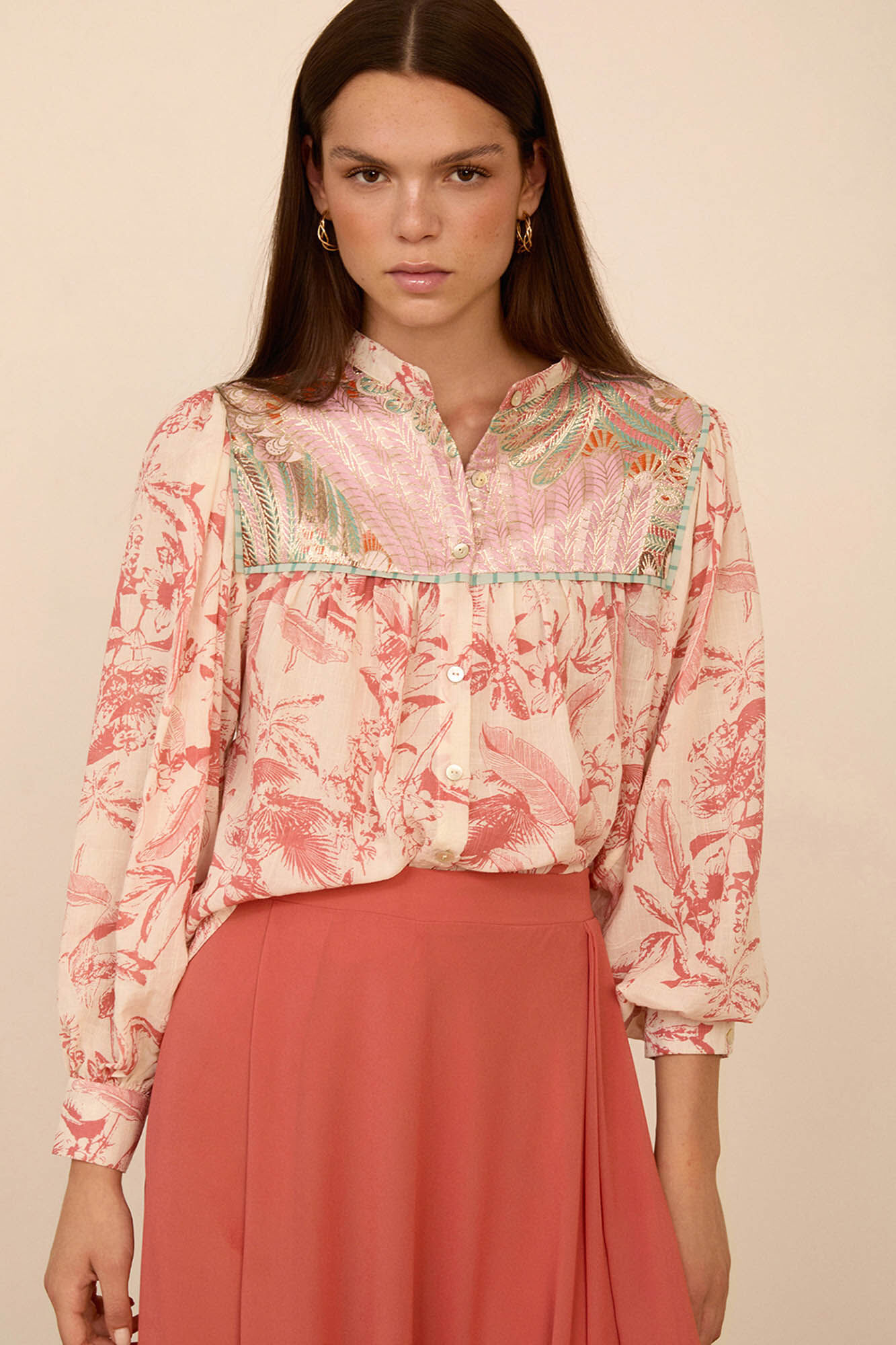 Meisie Blusa estampada bimaterial