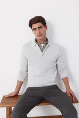 Cortefiel Long sleeve sleeve cotton polo shirt jersey Grey