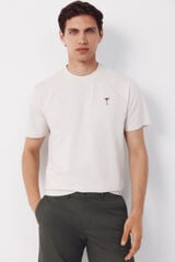Cortefiel Embroidered T-shirt Ivory