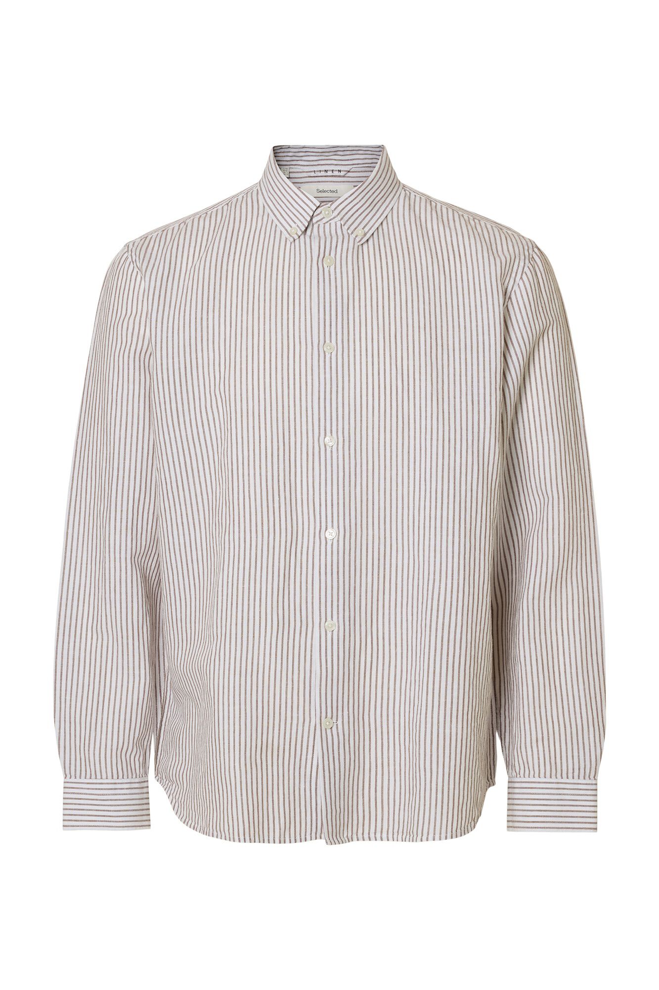 Selected Camisa de manga comprida em linho Branco