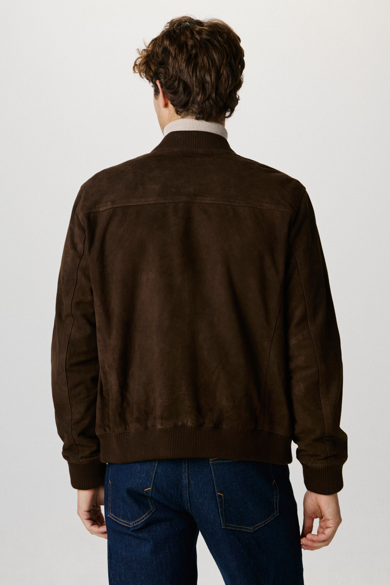 Selected 100% Suede Bomber Jacket.  Brown