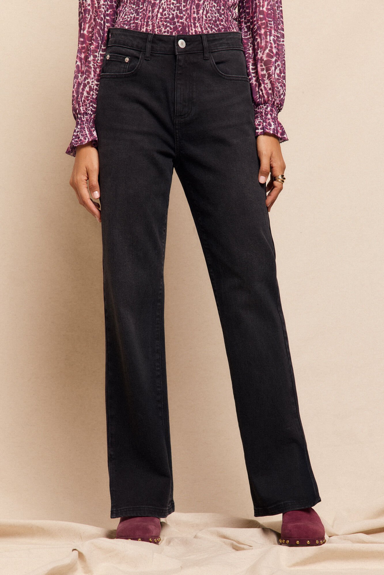 Slowlove Jeans abertura bajo Gris oscuro