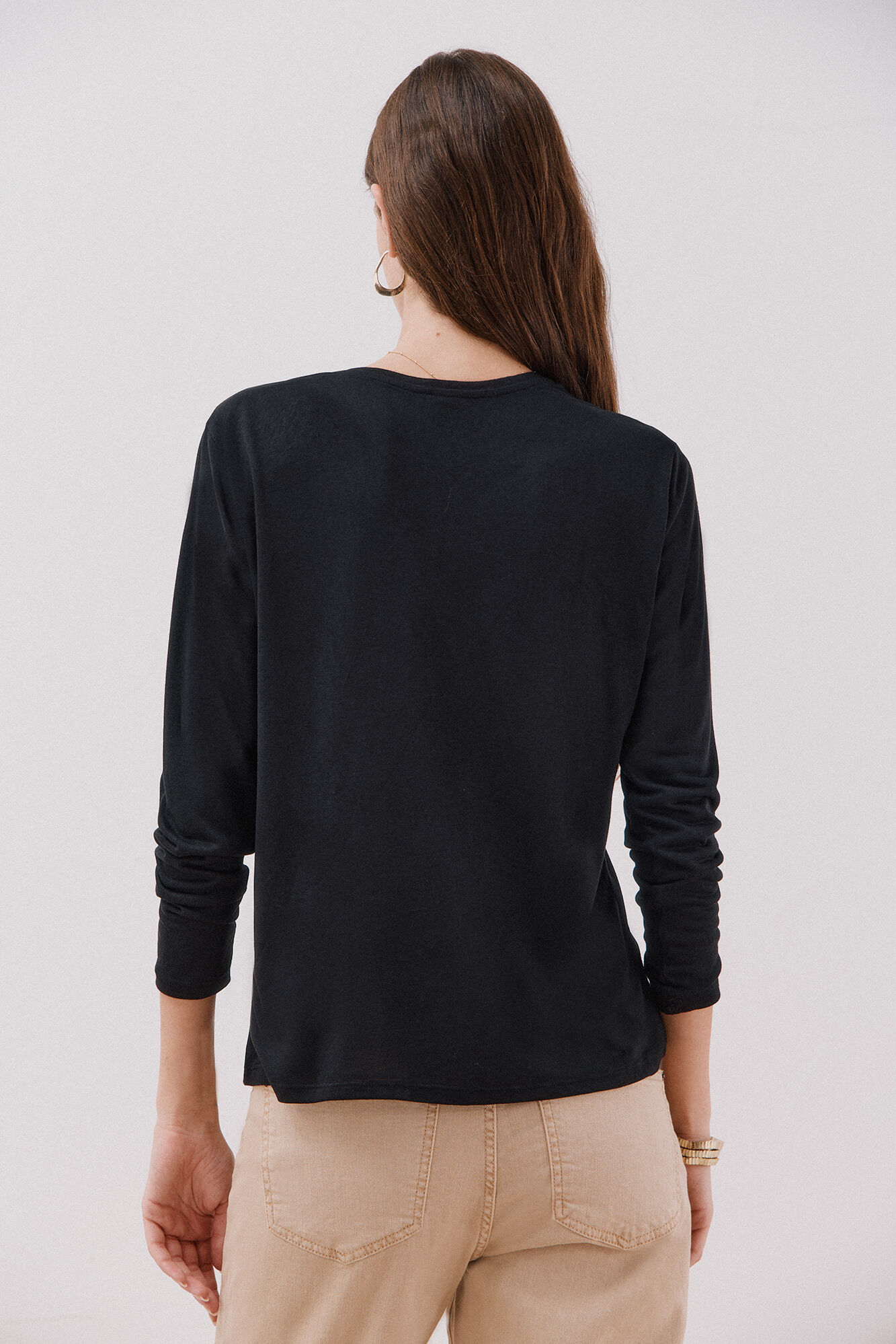 Cortefiel Camiseta detalle encaje floral Negro