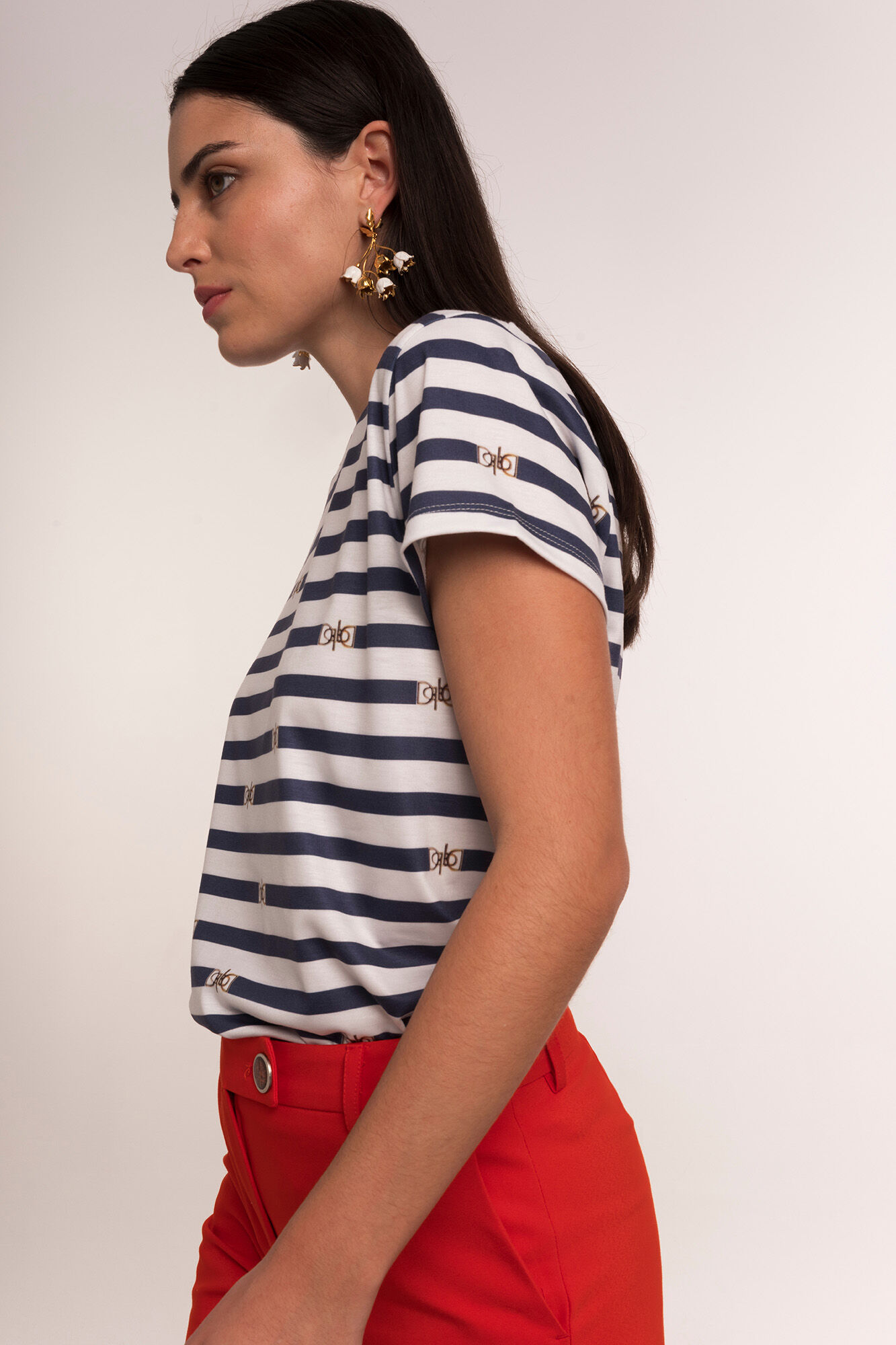 Dolores Promesas Camiseta rayas marineras con logo Azul