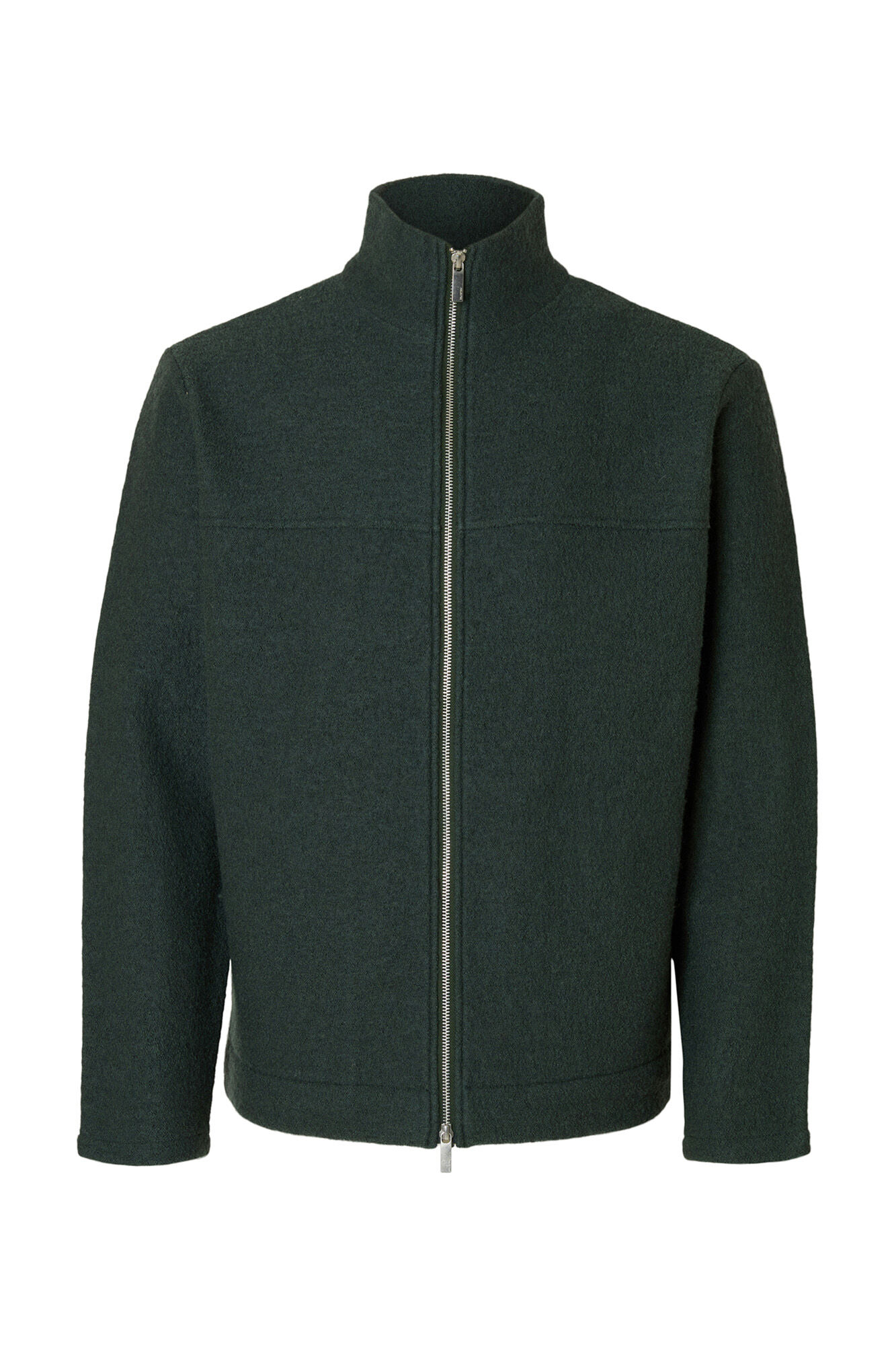 Selected Casaco de malha 100% l&atilde; com fecho-&eacute;clair Verde