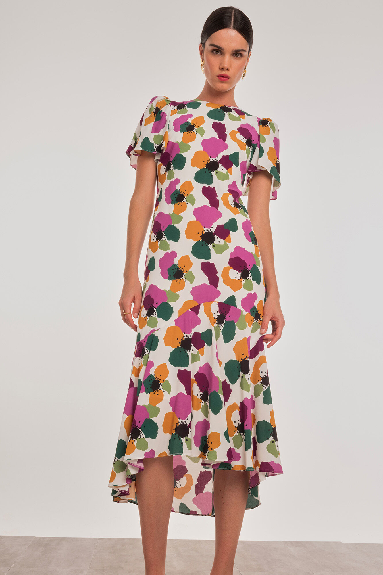 Dolores Promesas Vestido midi con volante Multicolor