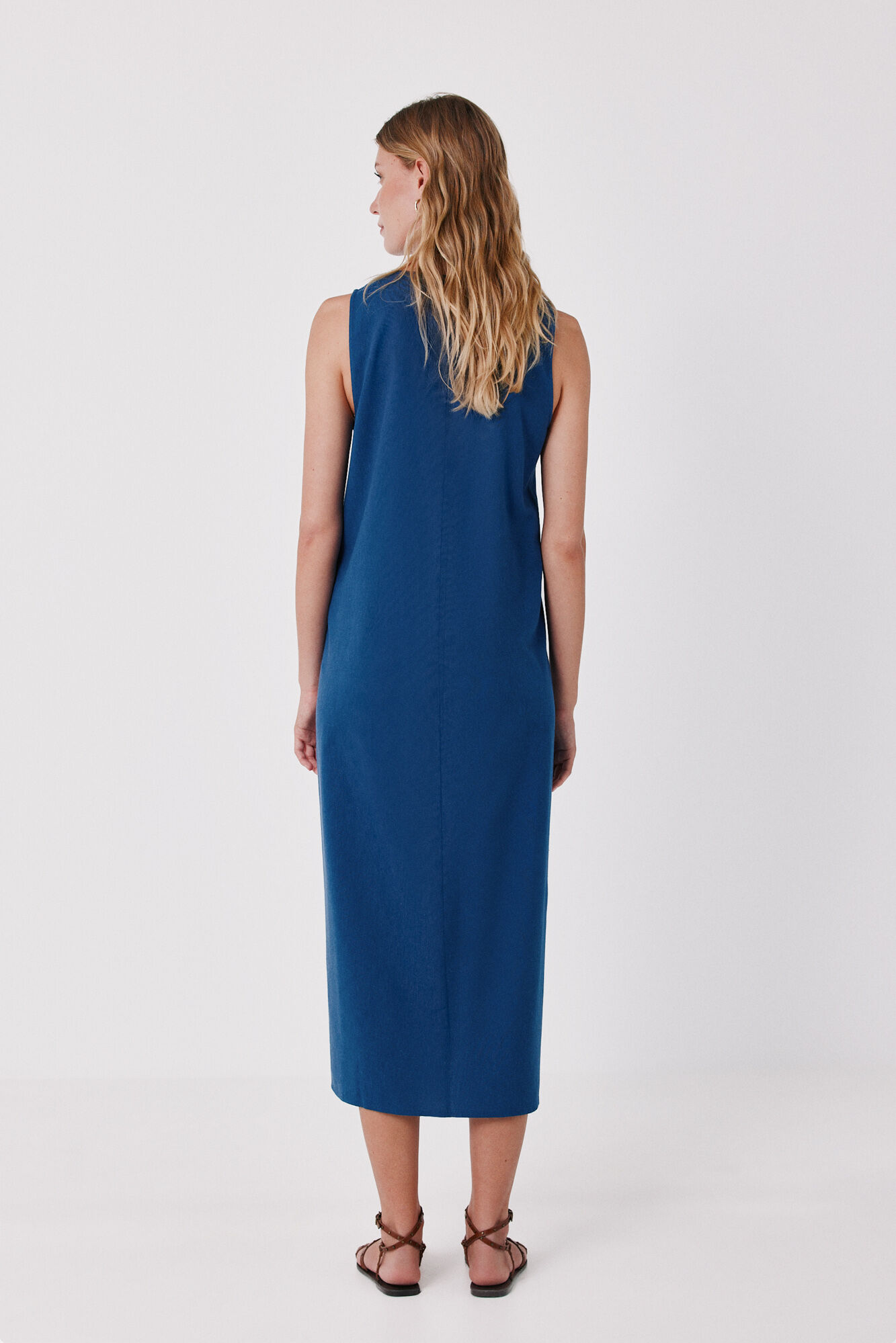 Cortefiel Embroidered dress Blue