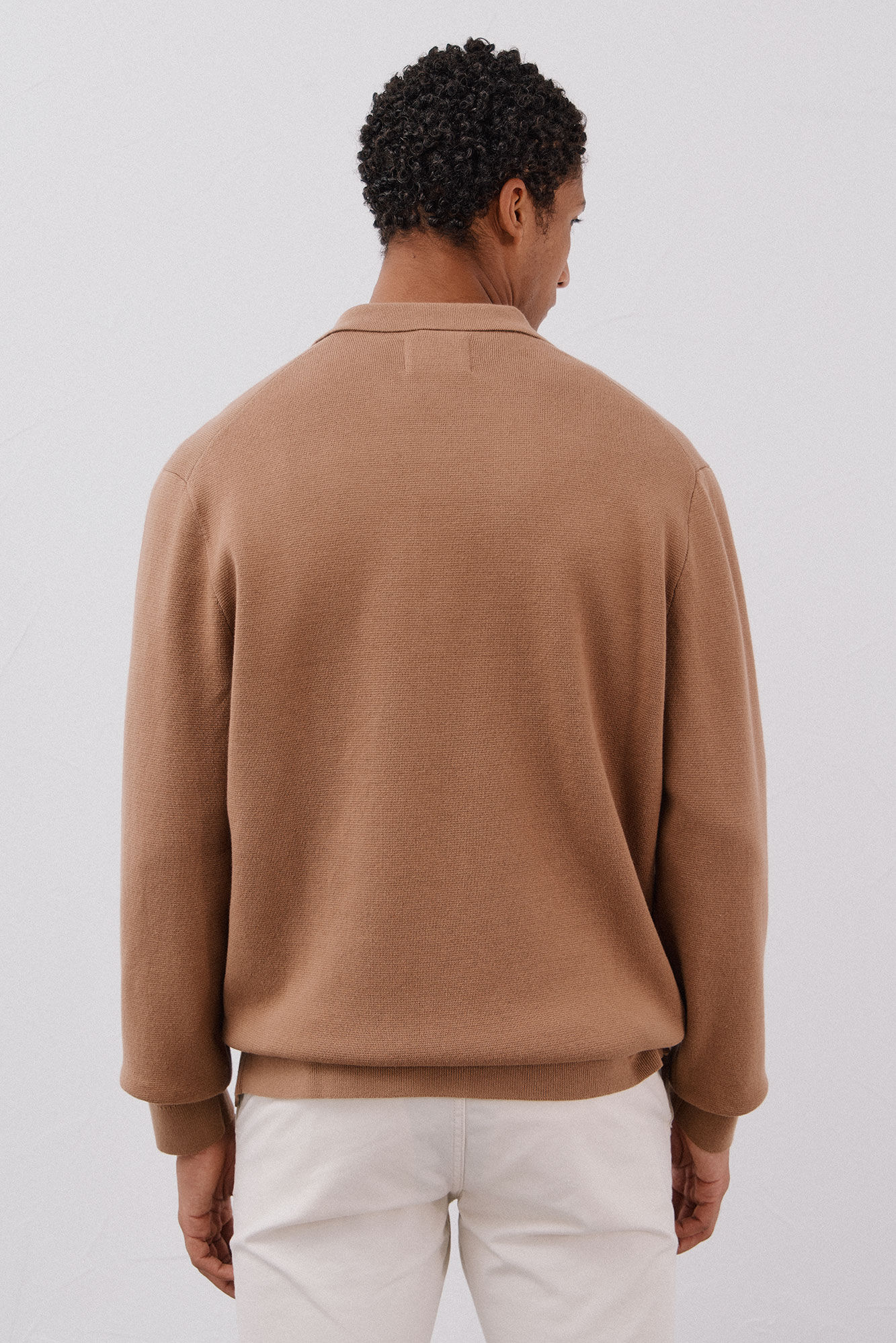 Cortefiel Cotton jersey-knit overshirt sweater Beige
