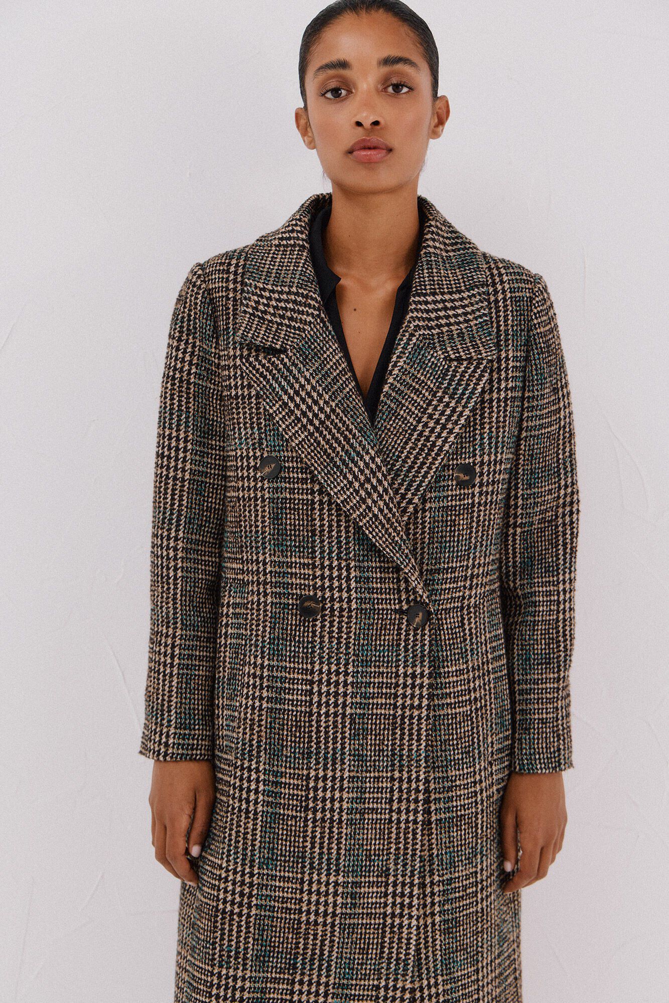 Cortefiel Long fabric coat Multicolour