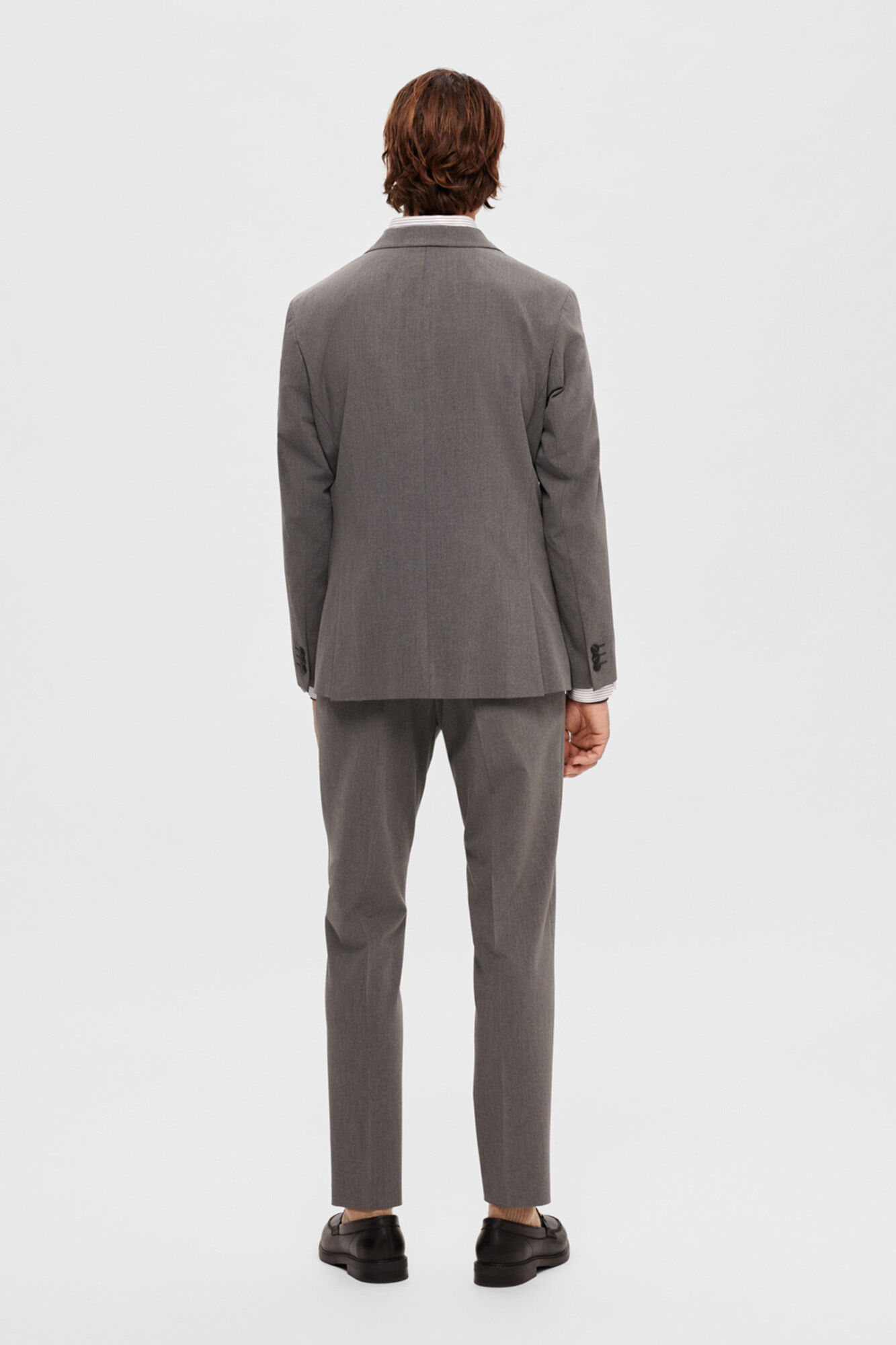 Selected Blazer slim fit com bolsos. Cinzento