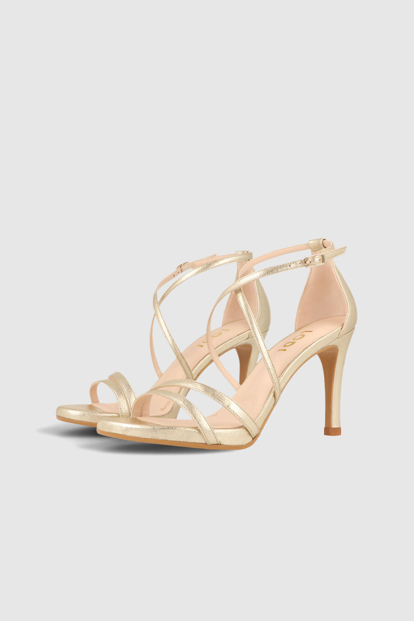 Lodi Gold sparkle leather sandals Yellow