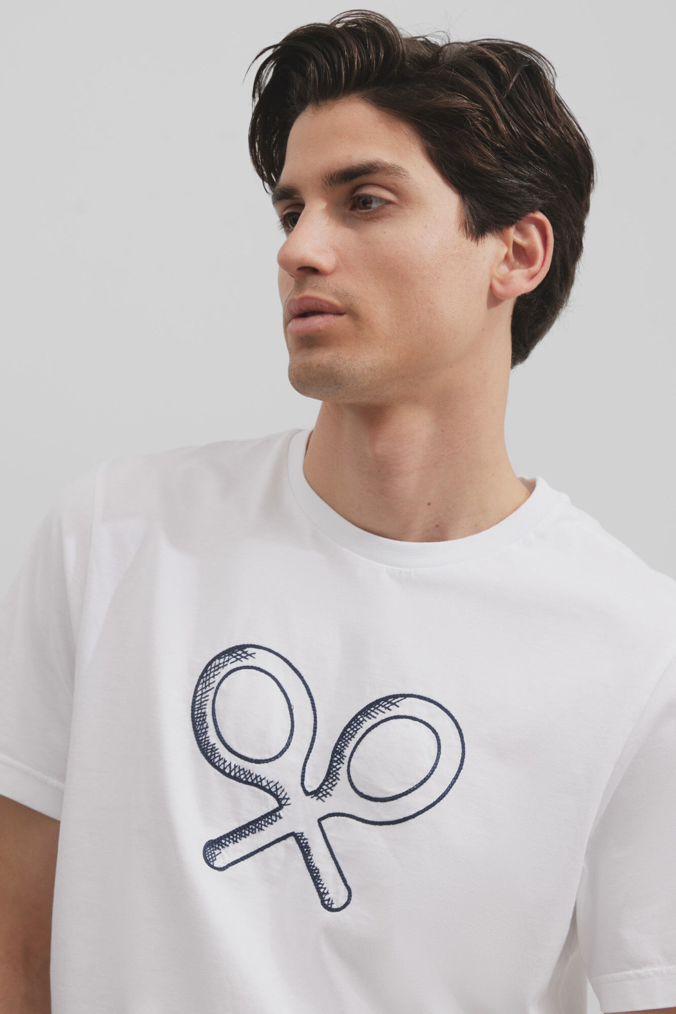 Silbon Camiseta raqueta bordada Blanco