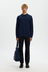 Selected Camisola leve 100% algod&atilde;o org&acirc;nico Azul