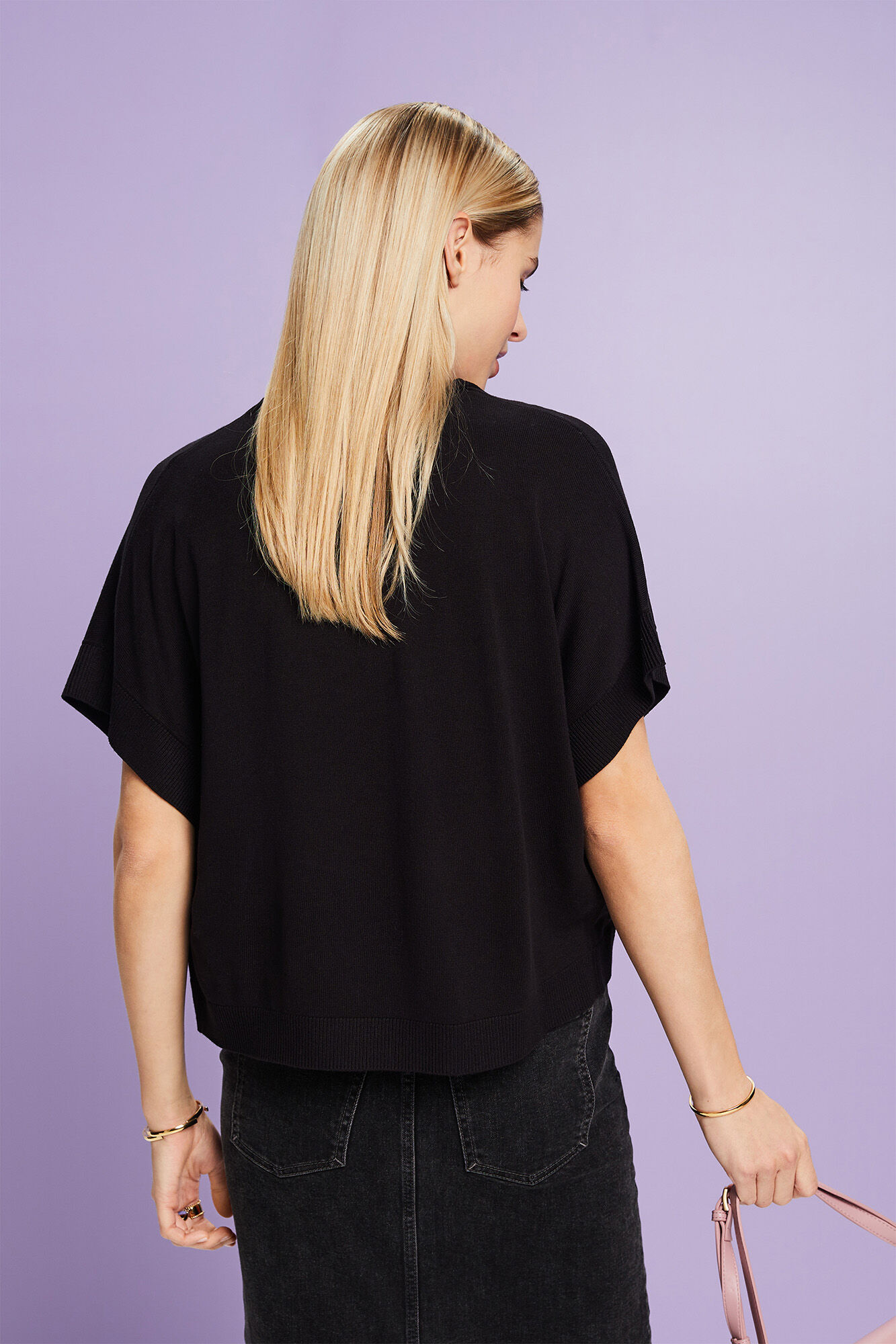 Esprit Casaco curto aberto tipo quimono Preto