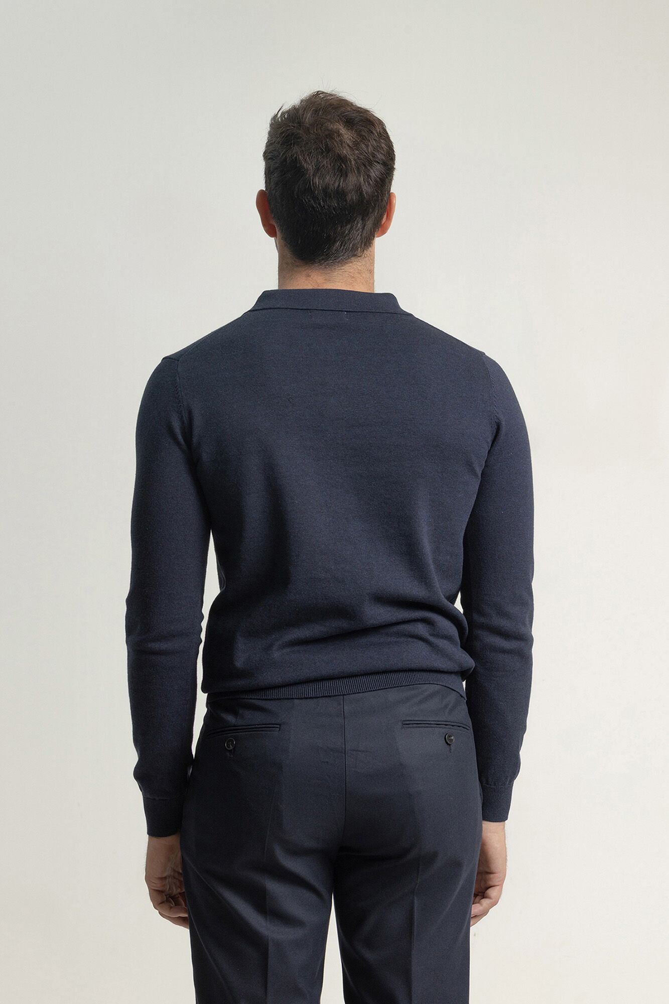 PuroEGO Camisola gola em bico algod&atilde;o Azul