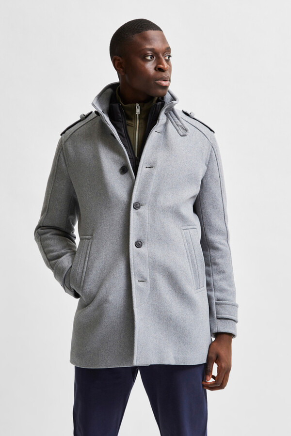 Cortefiel Coat with buttons Grey