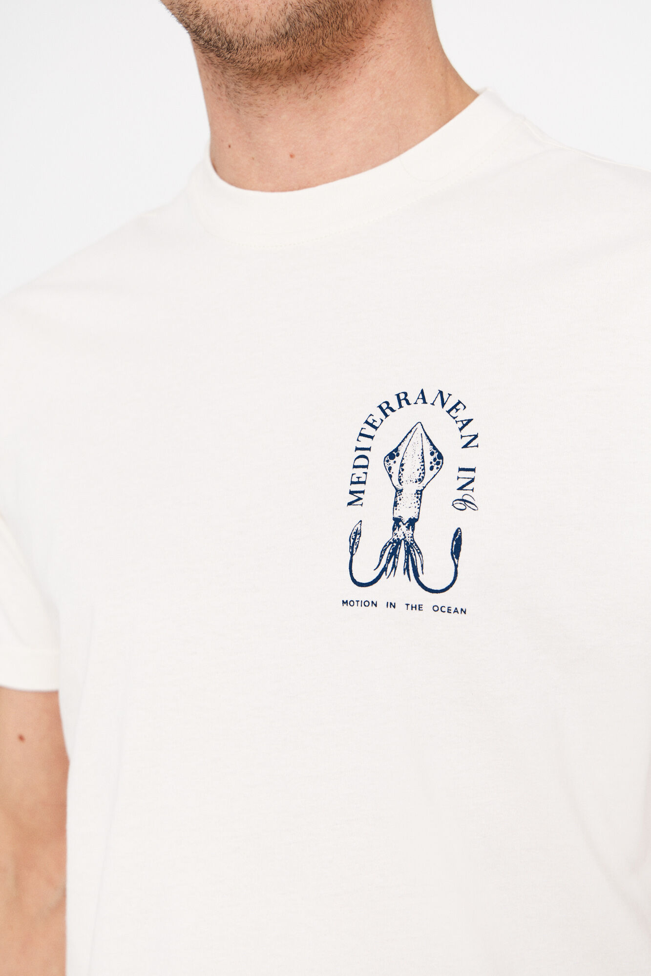 Cortefiel Squid graphic T-shirt Beige