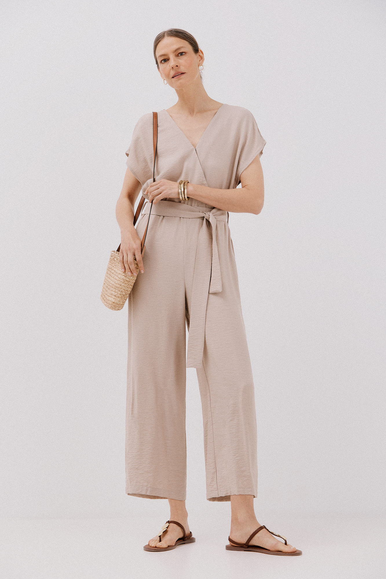 Cortefiel print crossover jumpsuit