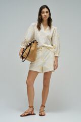 Salsa Jeans Blusa com efeito de tecido 3D texturizado Ecru