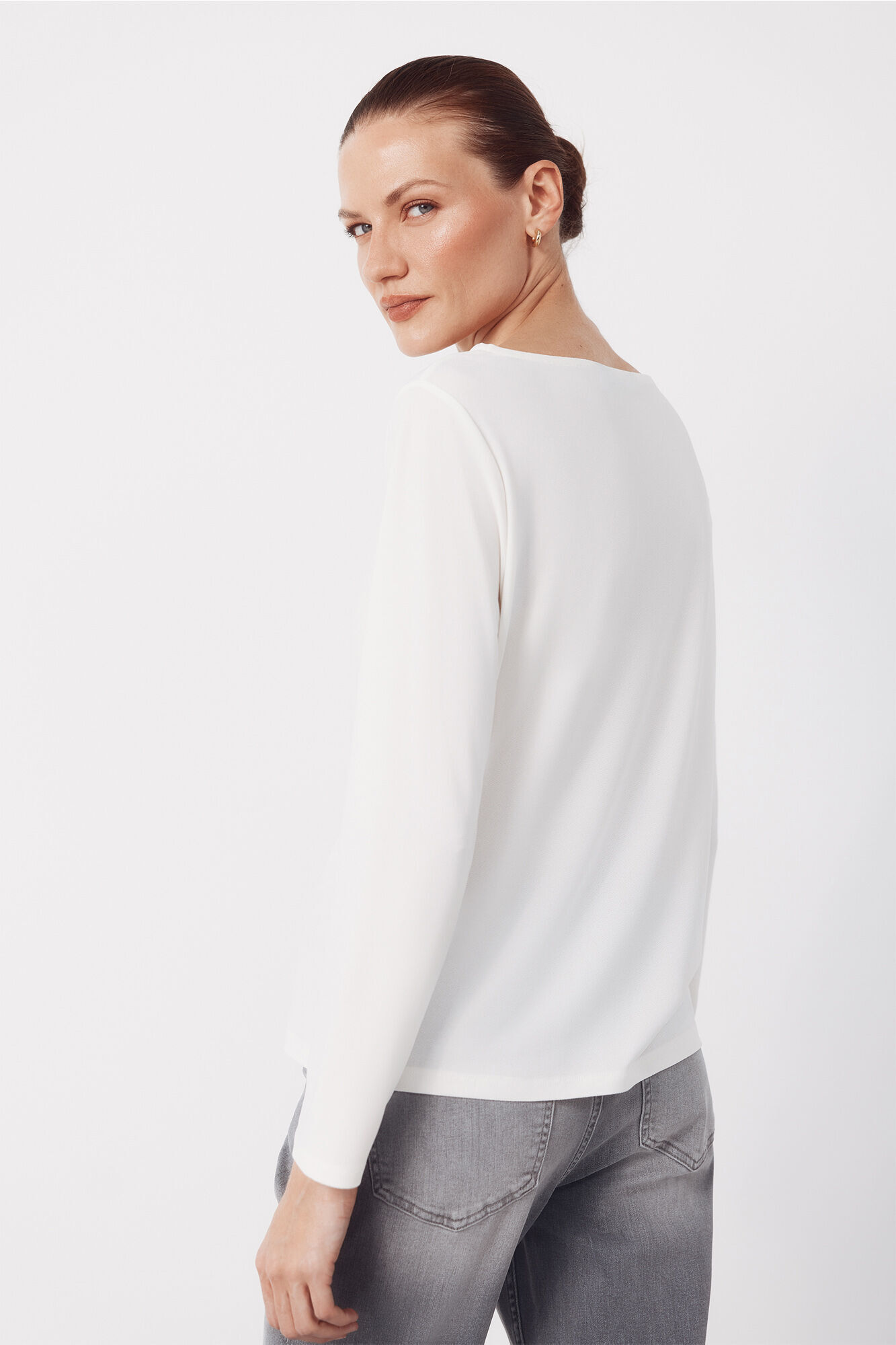 Cortefiel Camiseta escote barco lace Marfil