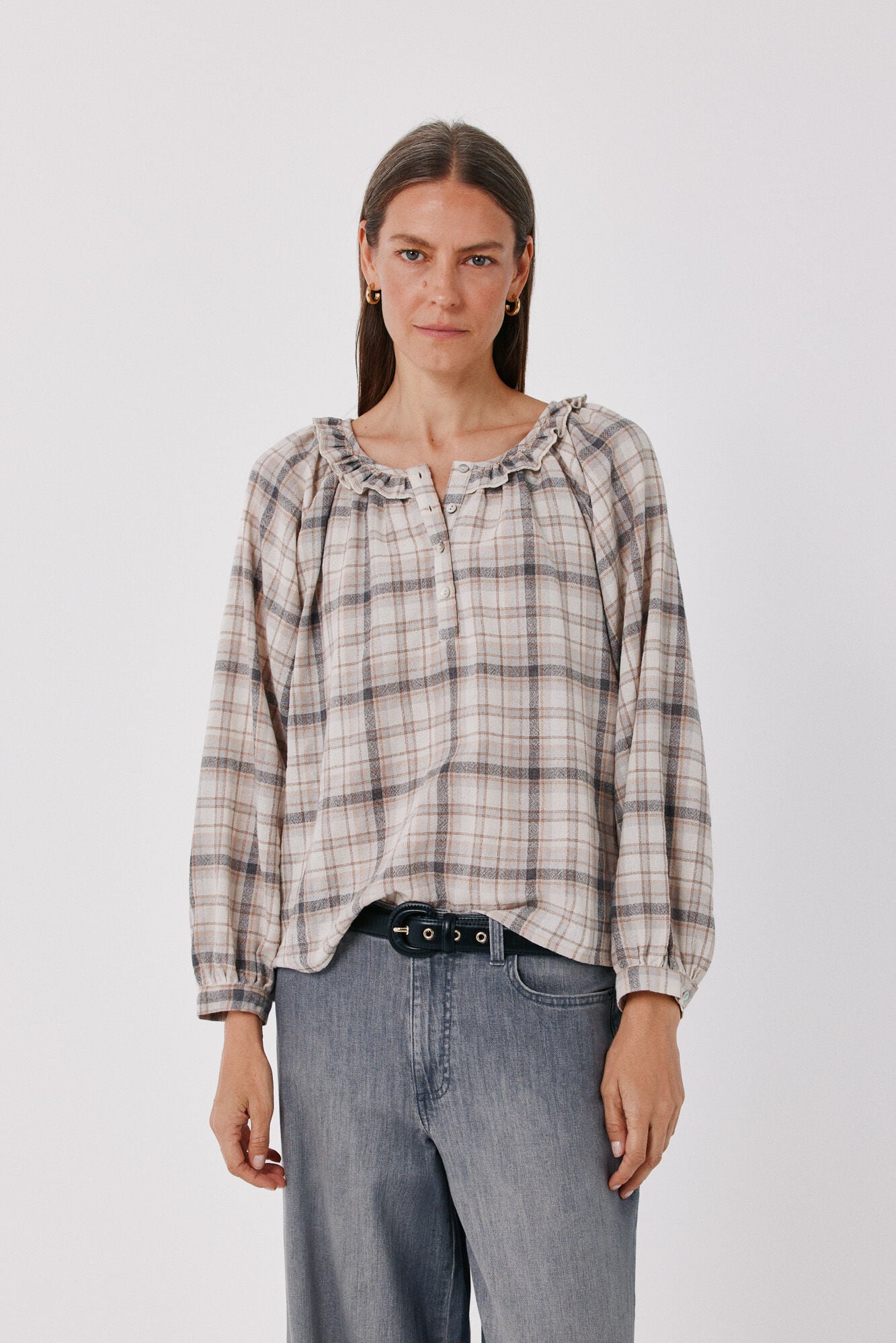 Cortefiel Rustic plaid blouse