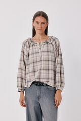 Cortefiel Rustic plaid blouse Printed beige