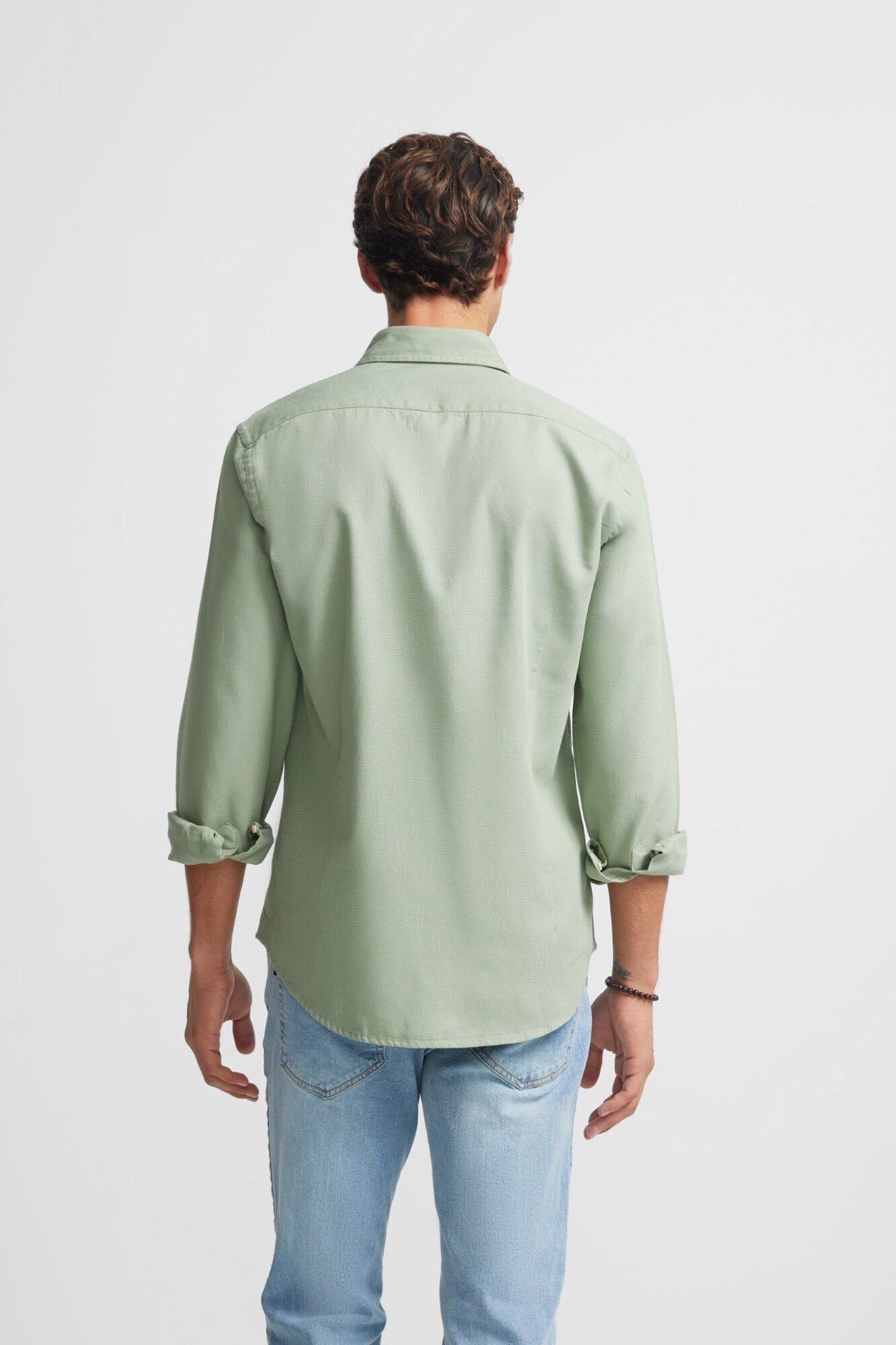Silbon Plain micropique sport shirt Green