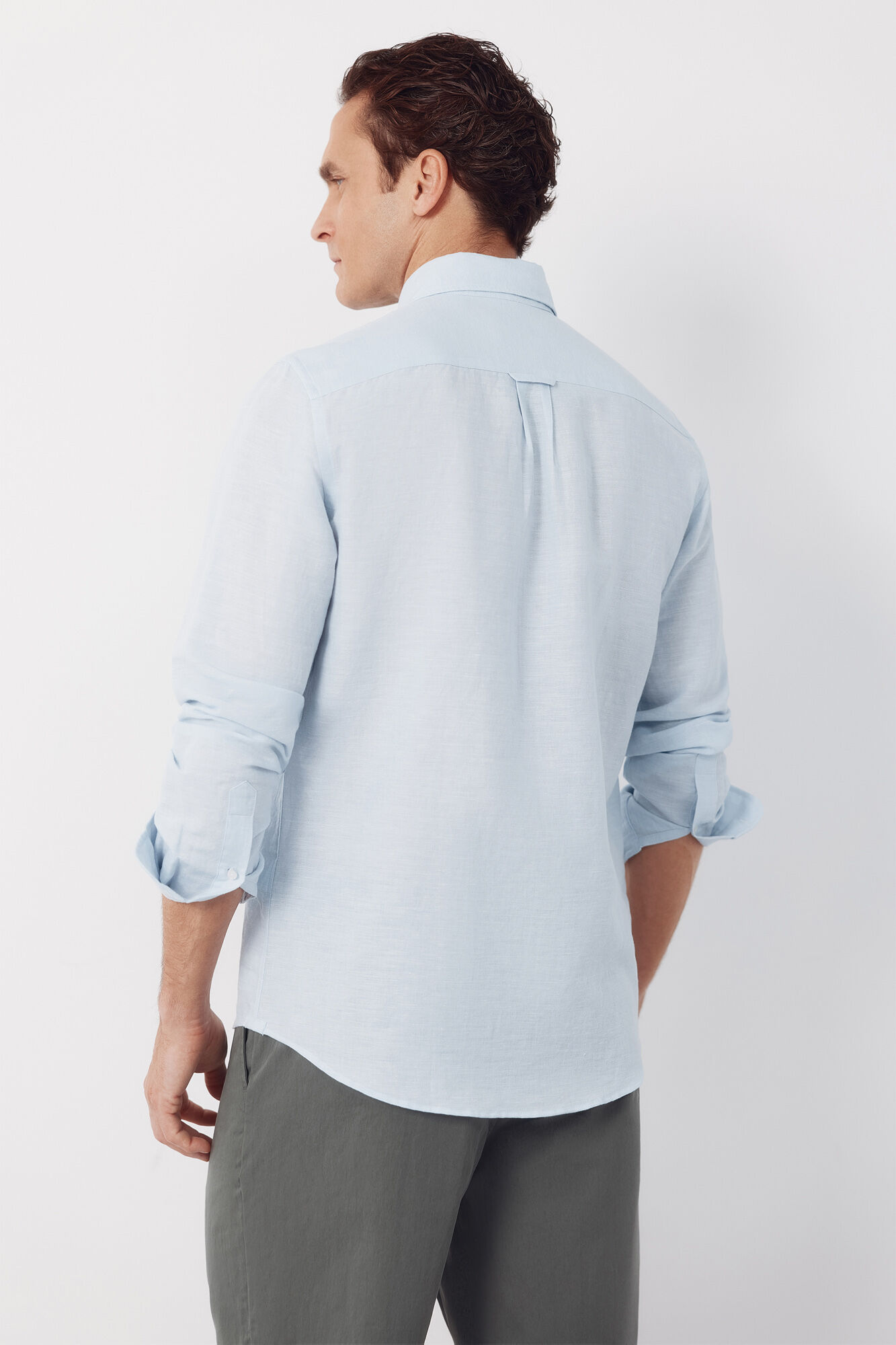 Cortefiel Camisa lino lisa Azul