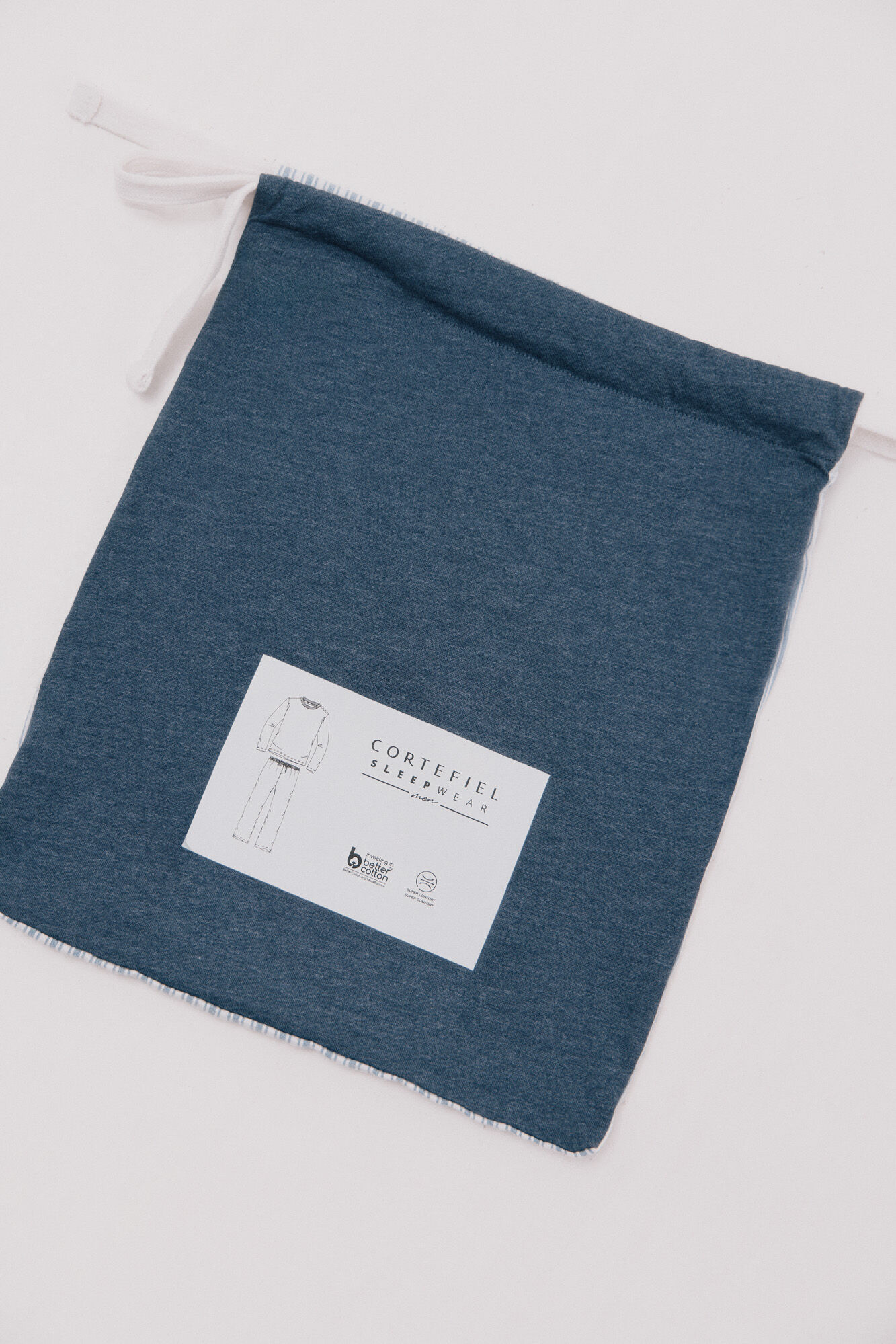Cortefiel Jersey-knit and cloth pyjama set Blue