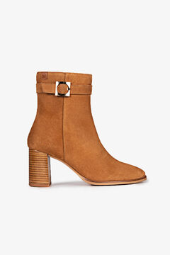 Cortefiel Elena split leather ankle boots Camel