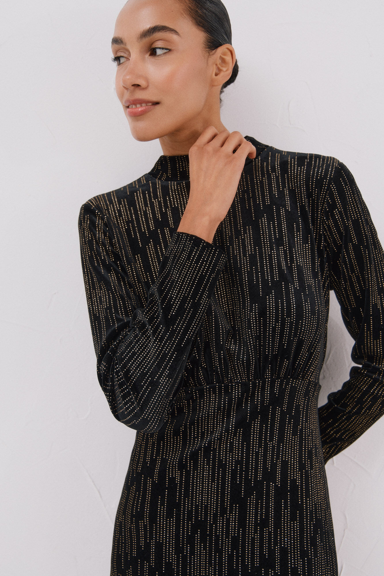 Cortefiel Short dress with shiny touches Black