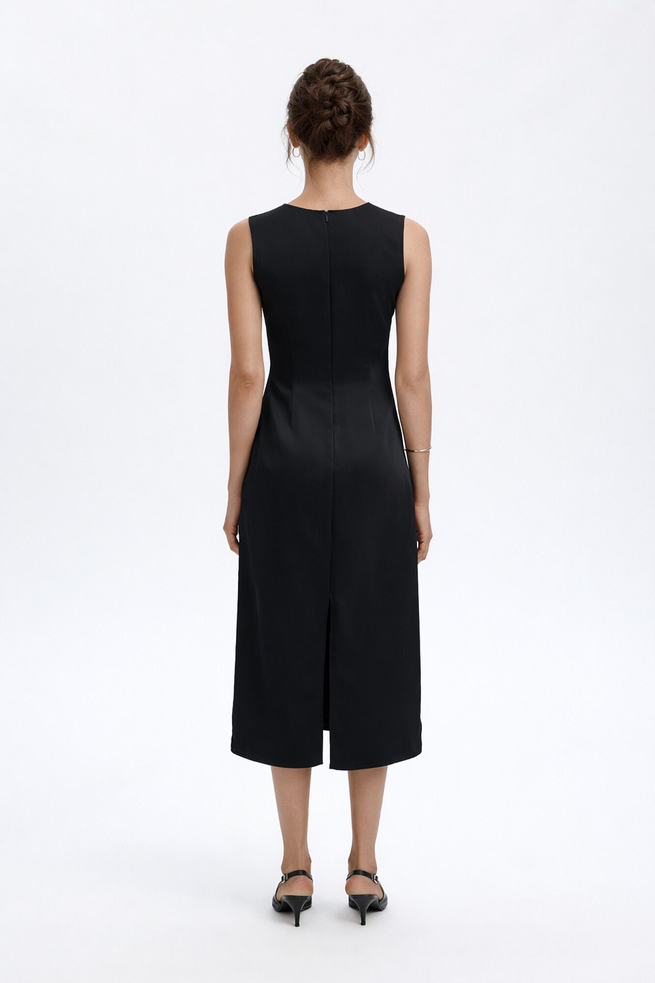 Selected Vestido midi sem mangas Preto