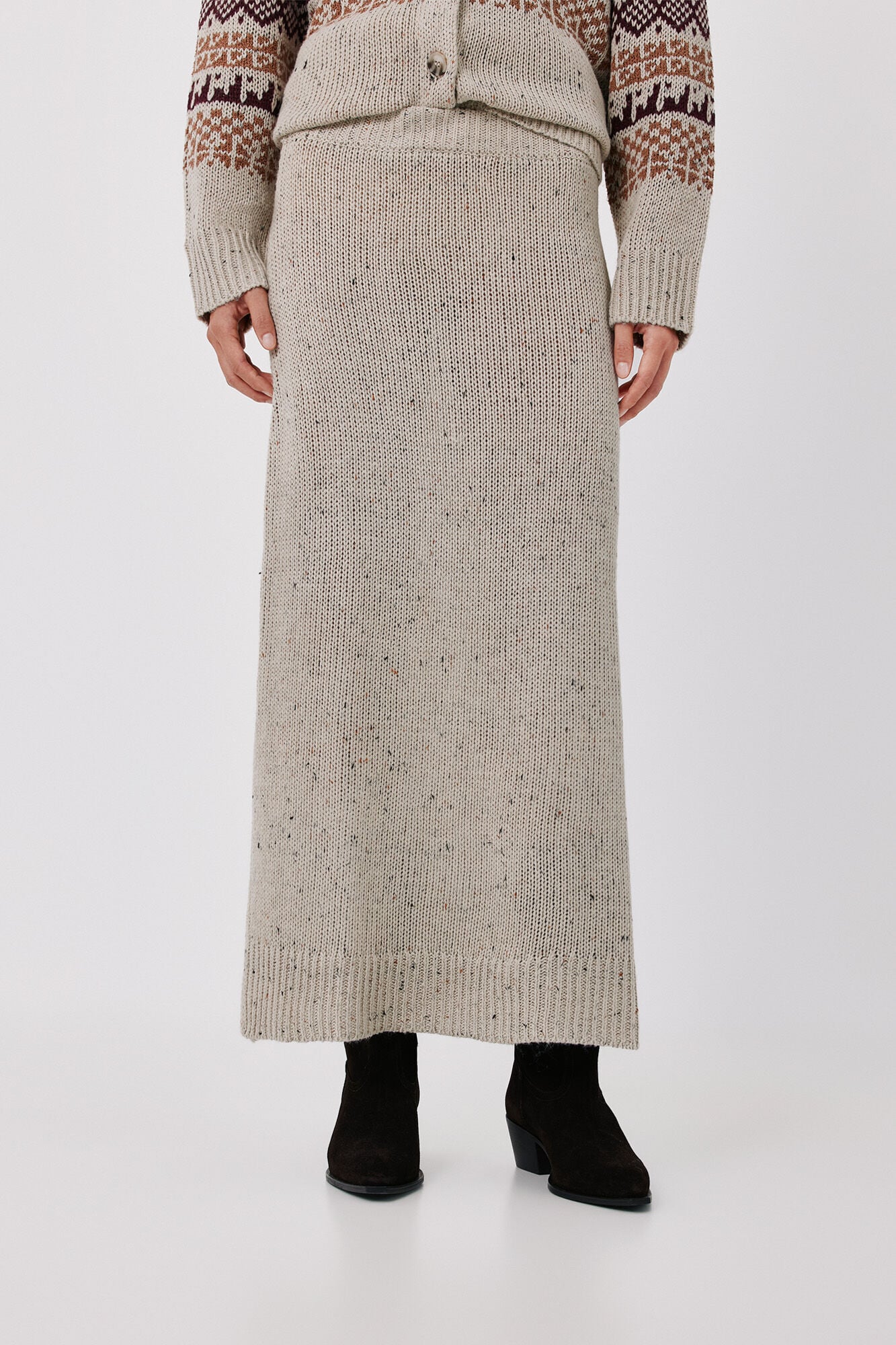 Cortefiel Knit midi skirt Ivory