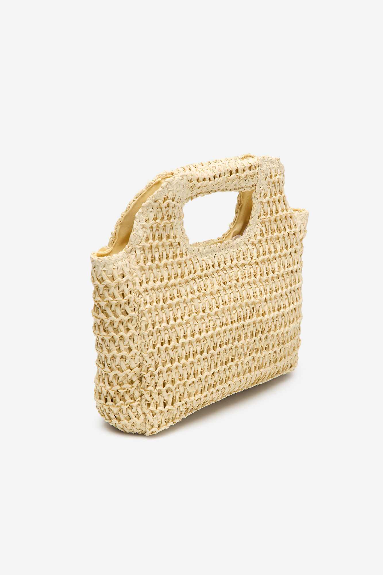 Cortefiel Raffia braided bag Ivory