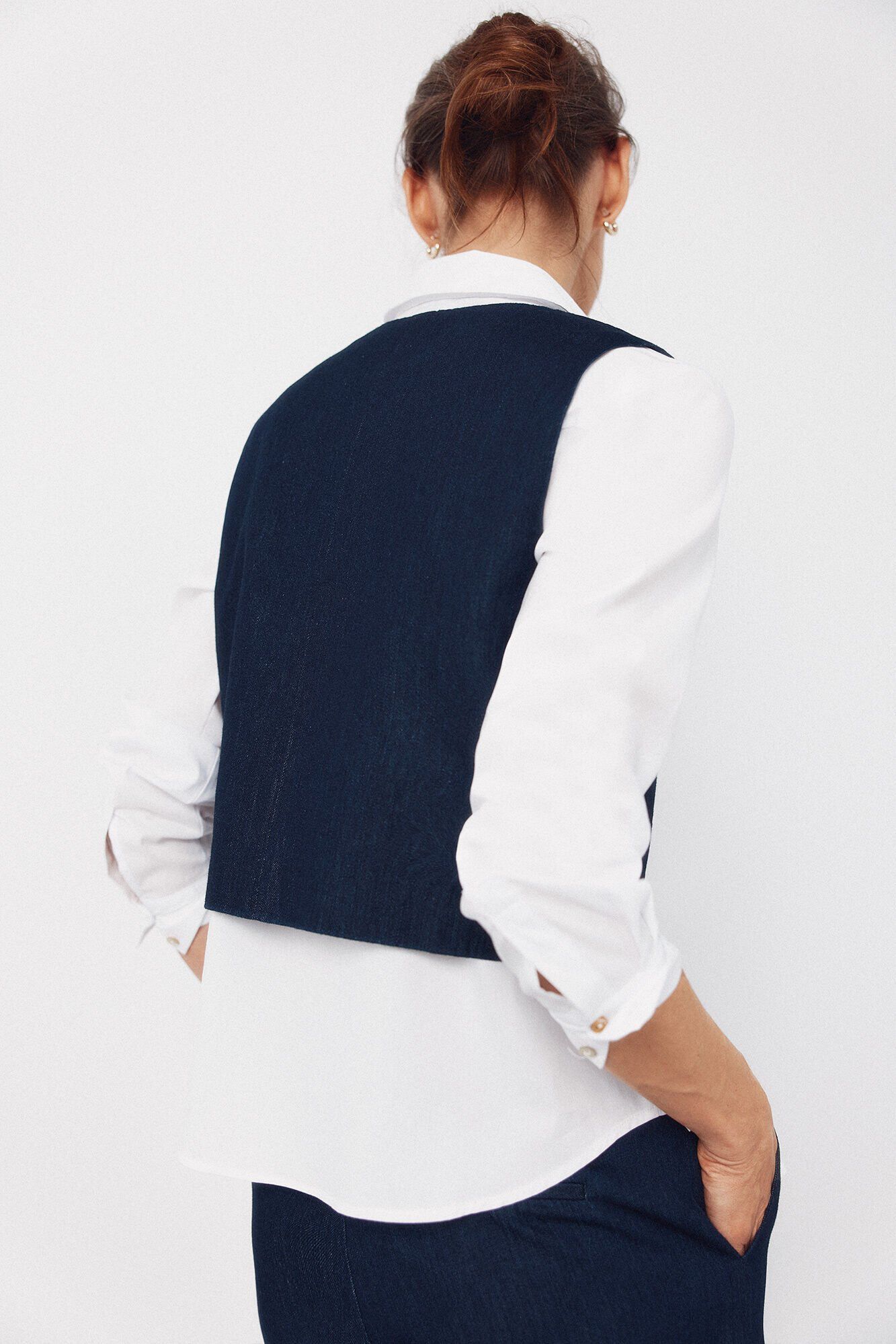 Cortefiel Tailored denim vest Blue