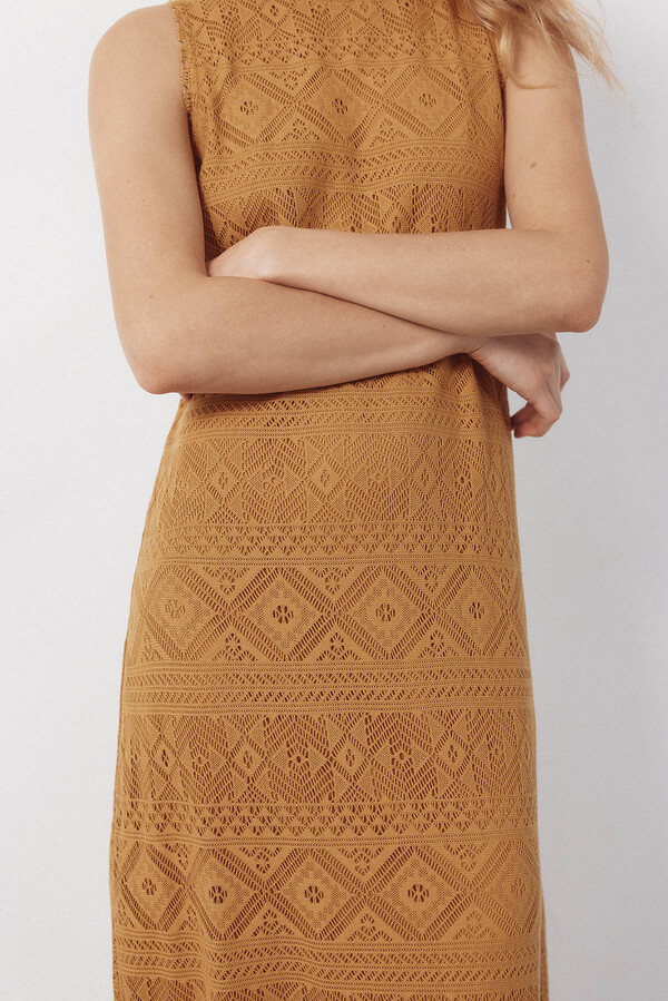 Mustard crochet dress | Women's dresses | Pedro del Hierro Mustard crochet dress | Women's dresses | Pedro del Hierro