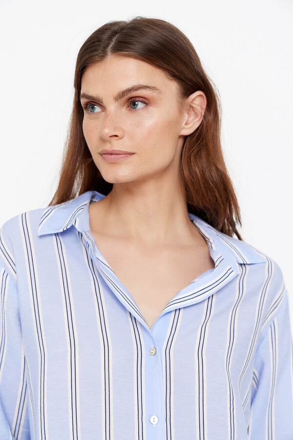 Cortefiel Blue striped shirt Printed blue