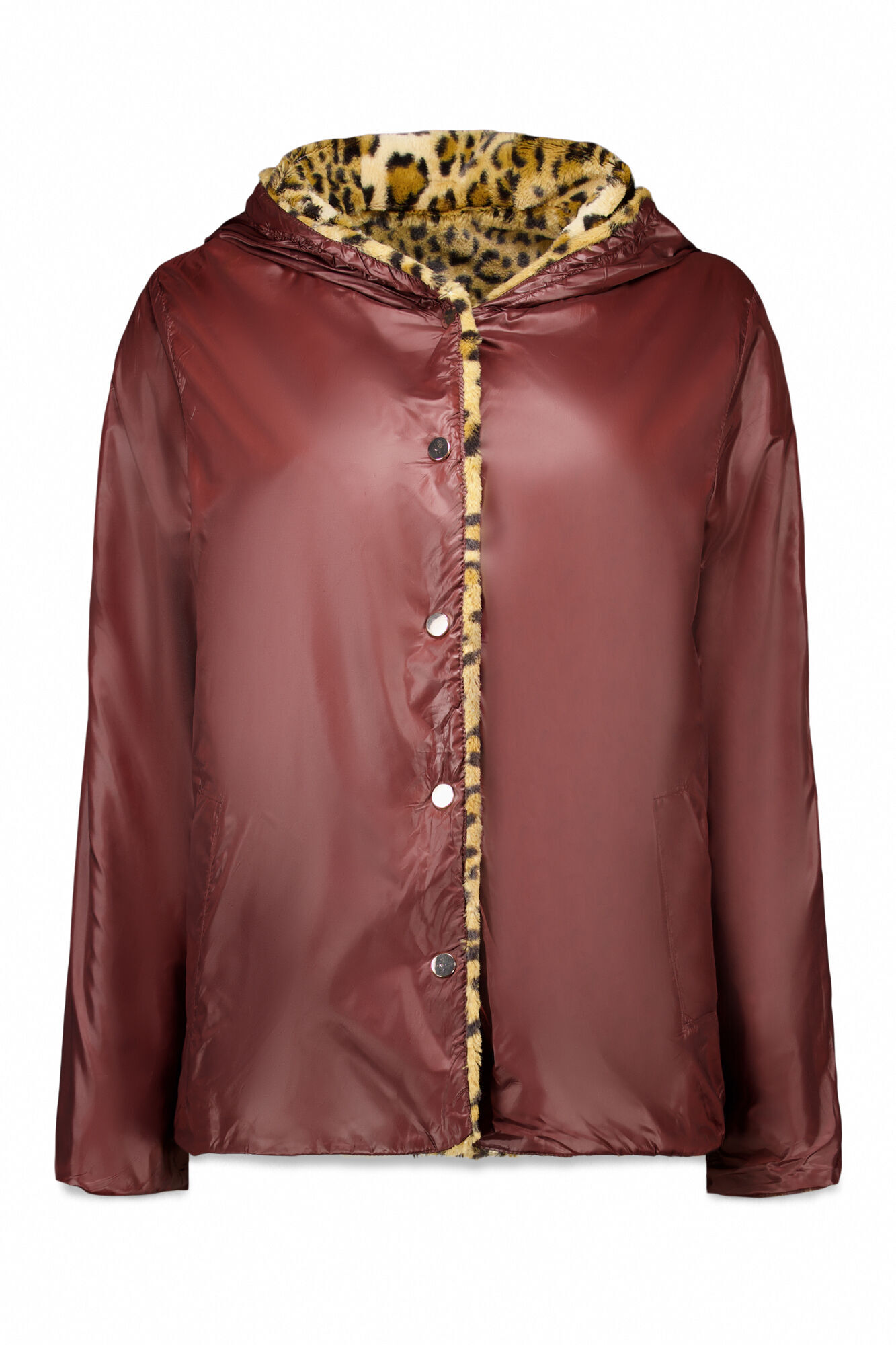 Cortefiel Short reversible faux fur jacket Dark brown