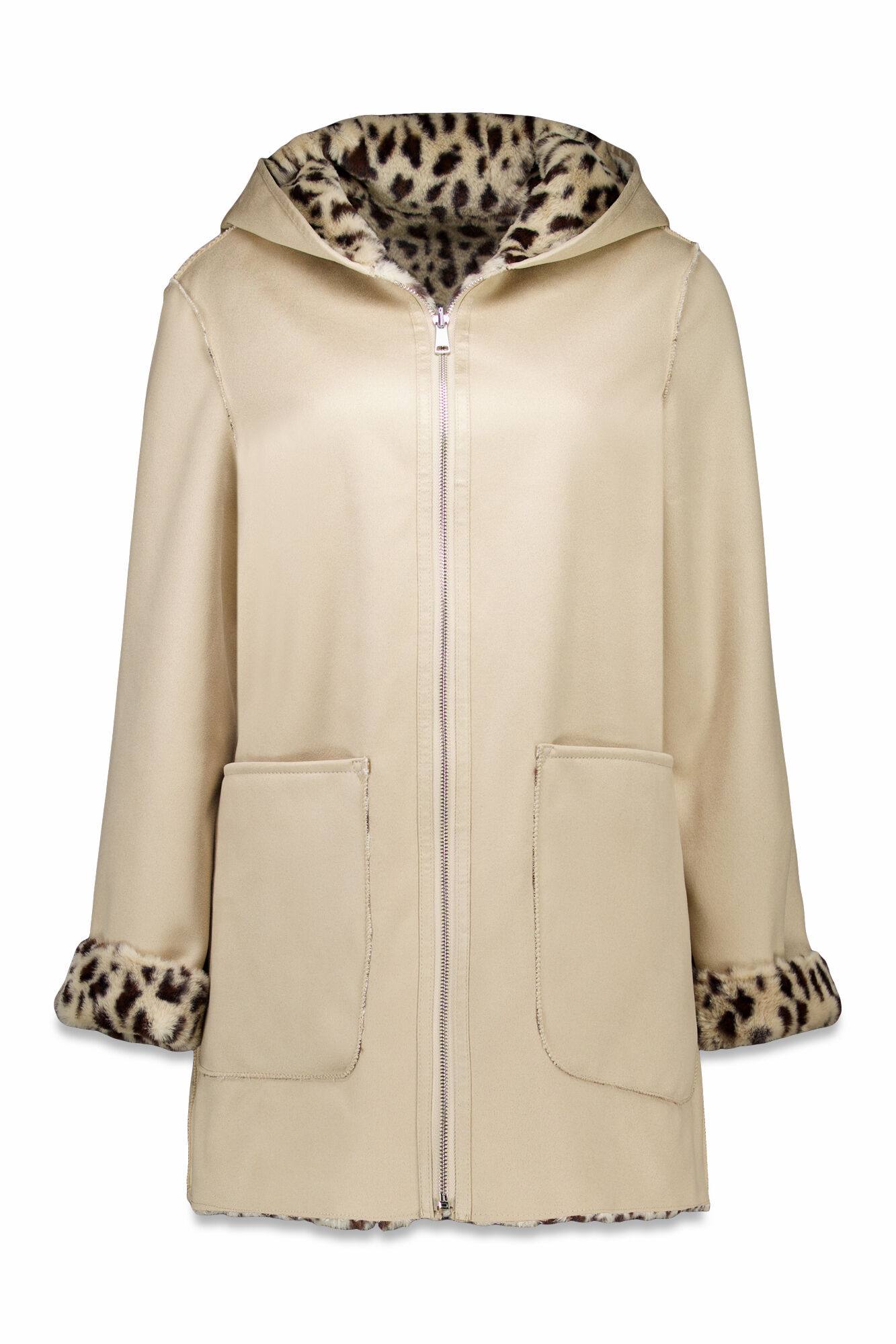 Cortefiel reversible double-sided effect coat Ivory