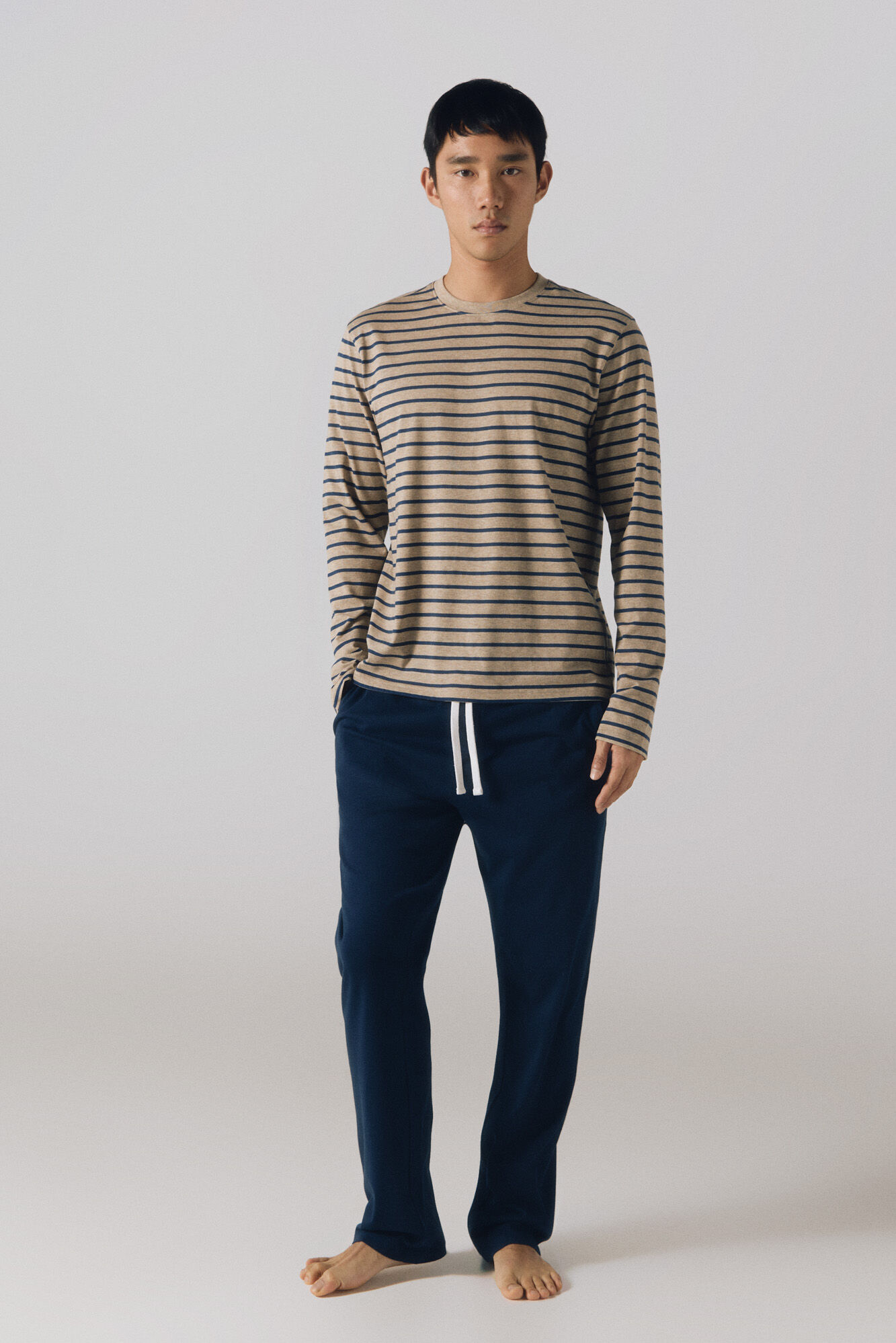 Cortefiel Jersey-knit pyjama set Ivory