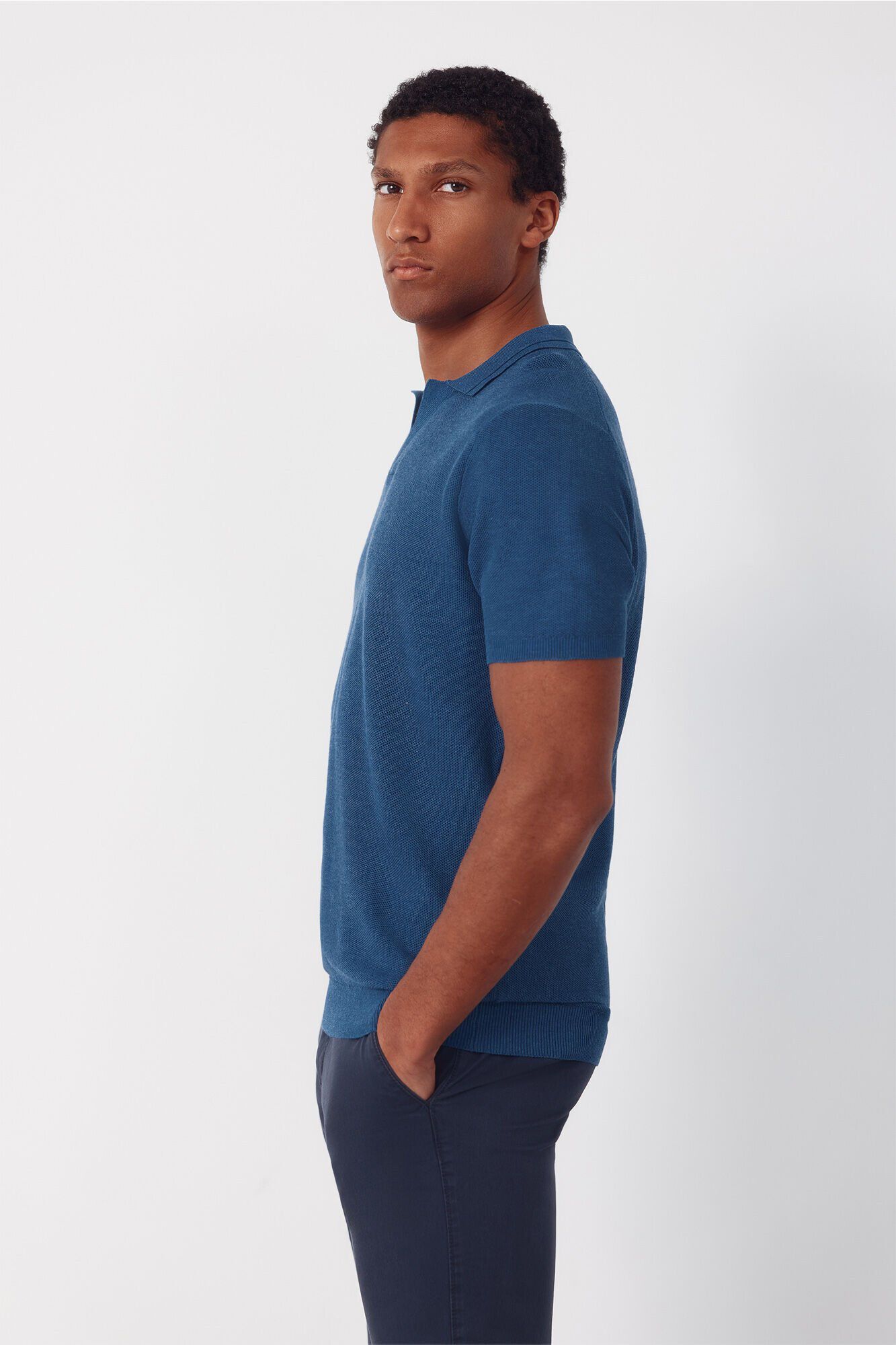 Cortefiel Jersey polo piqu&eacute; manga corta Azul